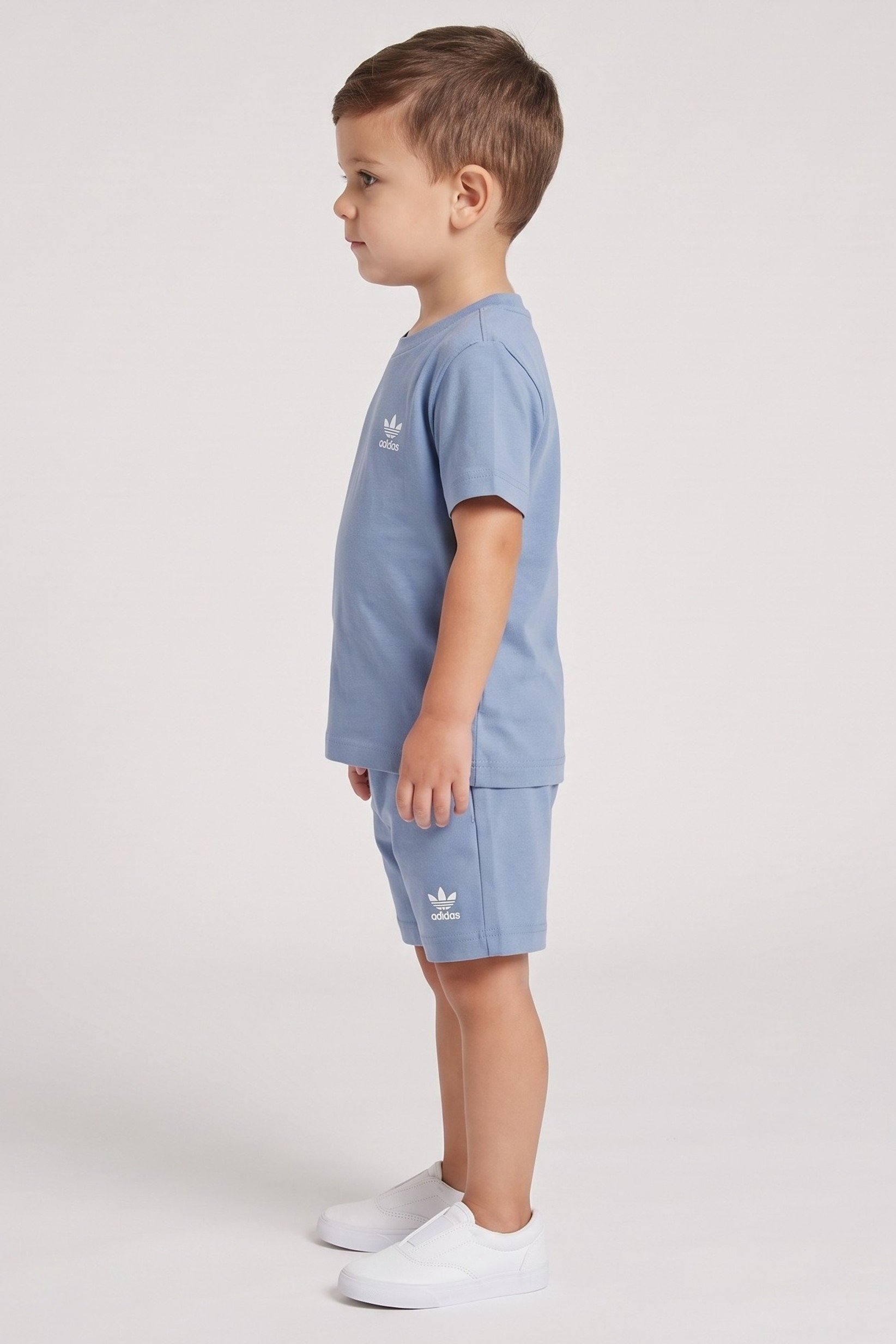 Toddlers Boy 2 Pcs Embroidered Logo T-Shirt And Shorts Set, Dusty Blue
