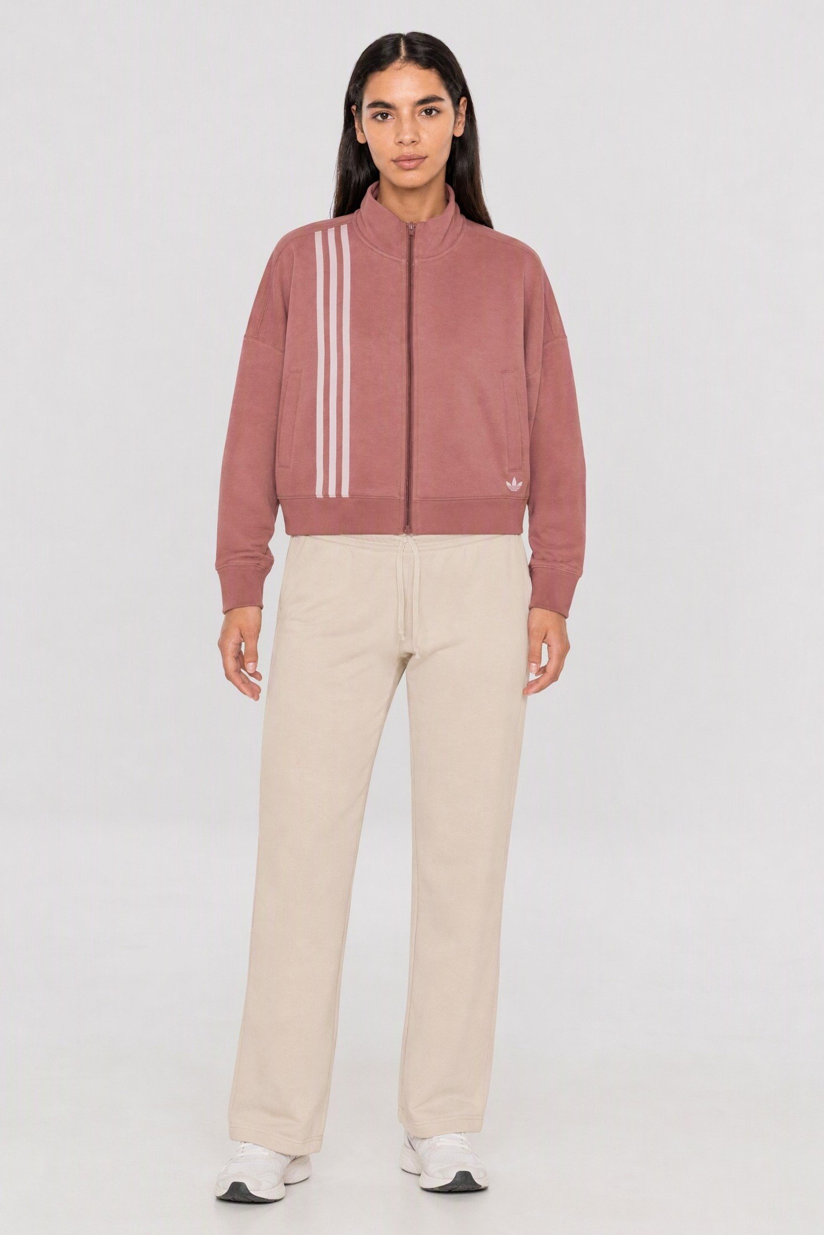 Women Sportswear Fit Long Sleeve Outdoor Full Zip Sweatshirt, Warm Clay