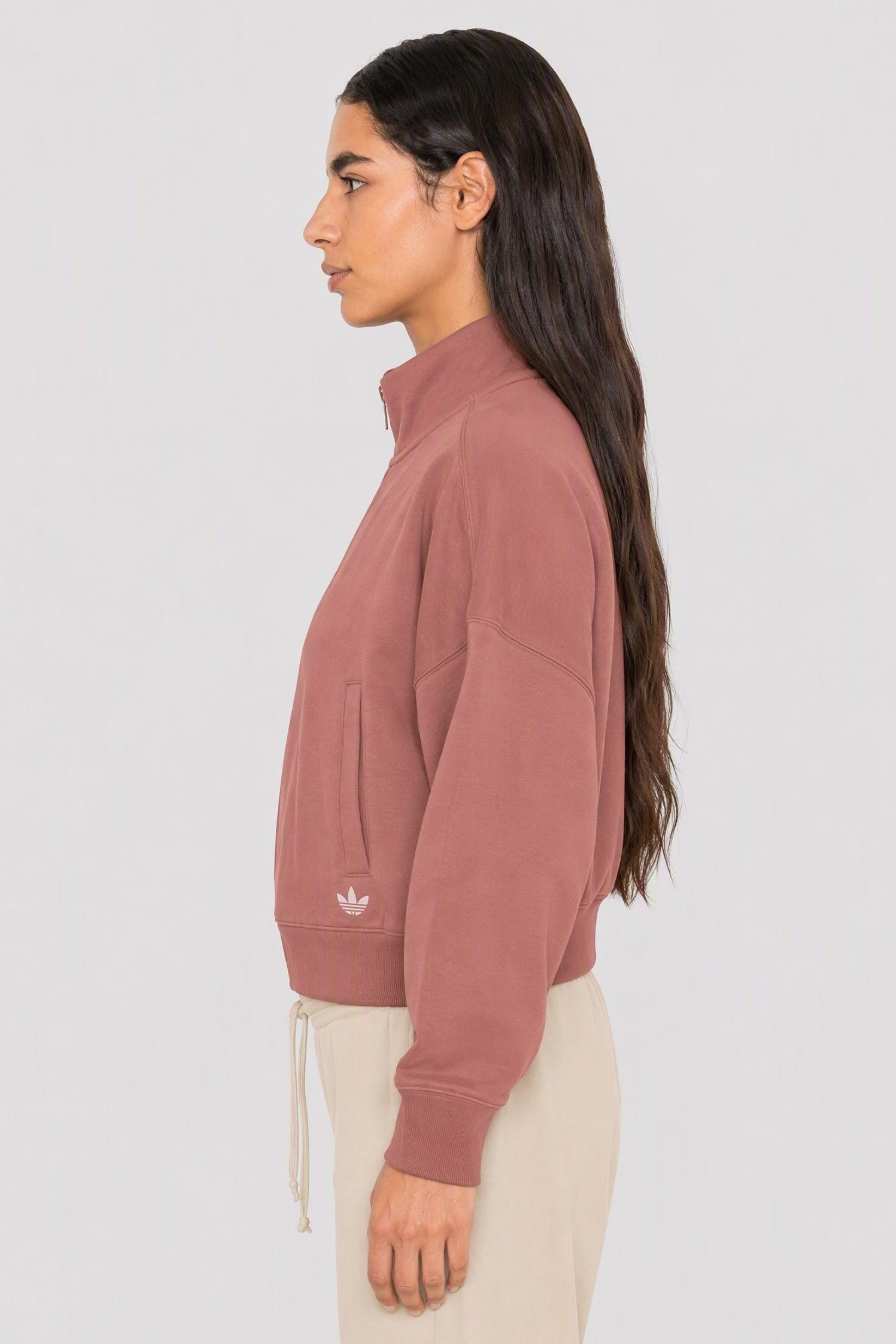 Women Sportswear Fit Long Sleeve Outdoor Full Zip Sweatshirt, Warm Clay