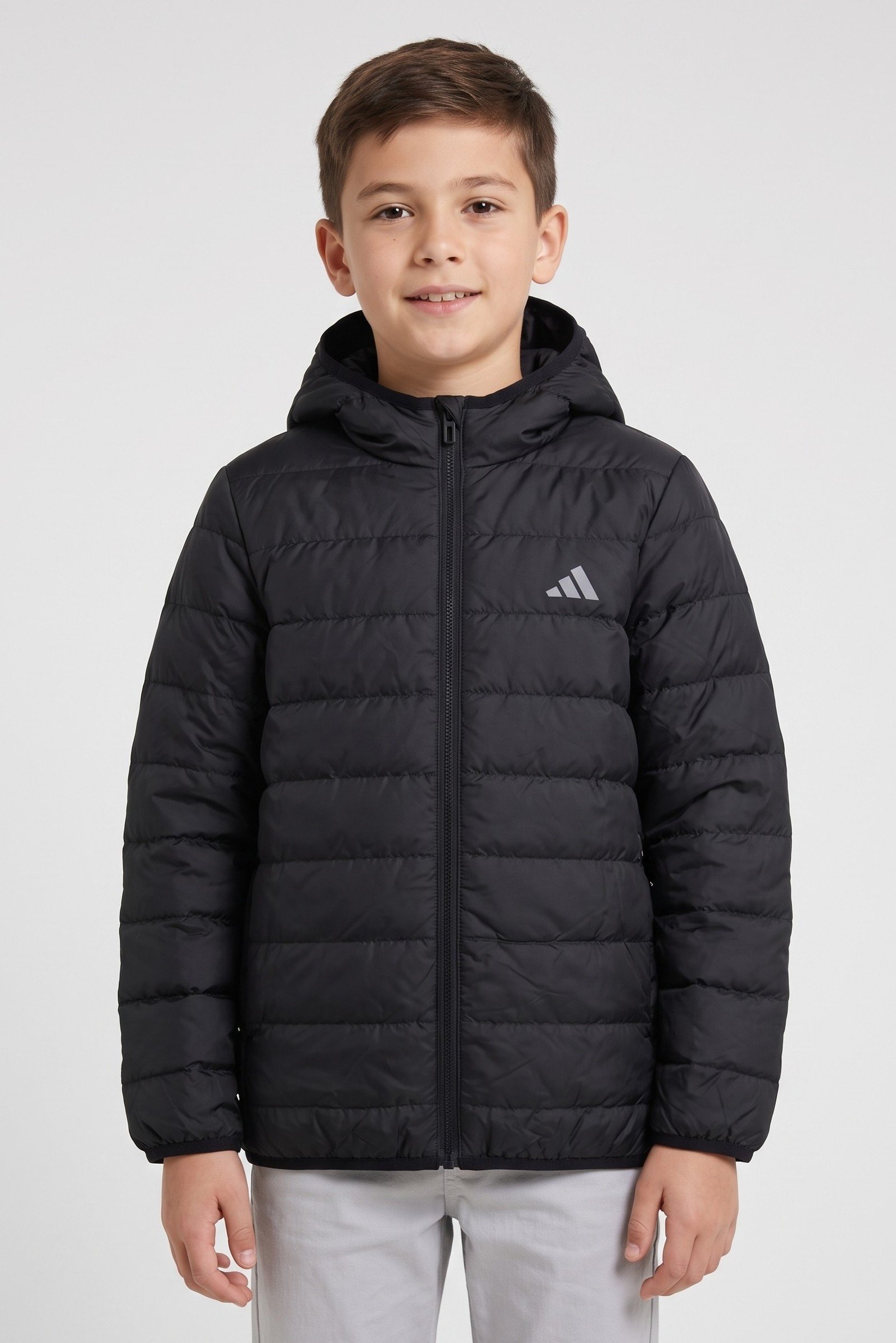Kids Boy Quilted Outdoor Hoodie Jacket, Black