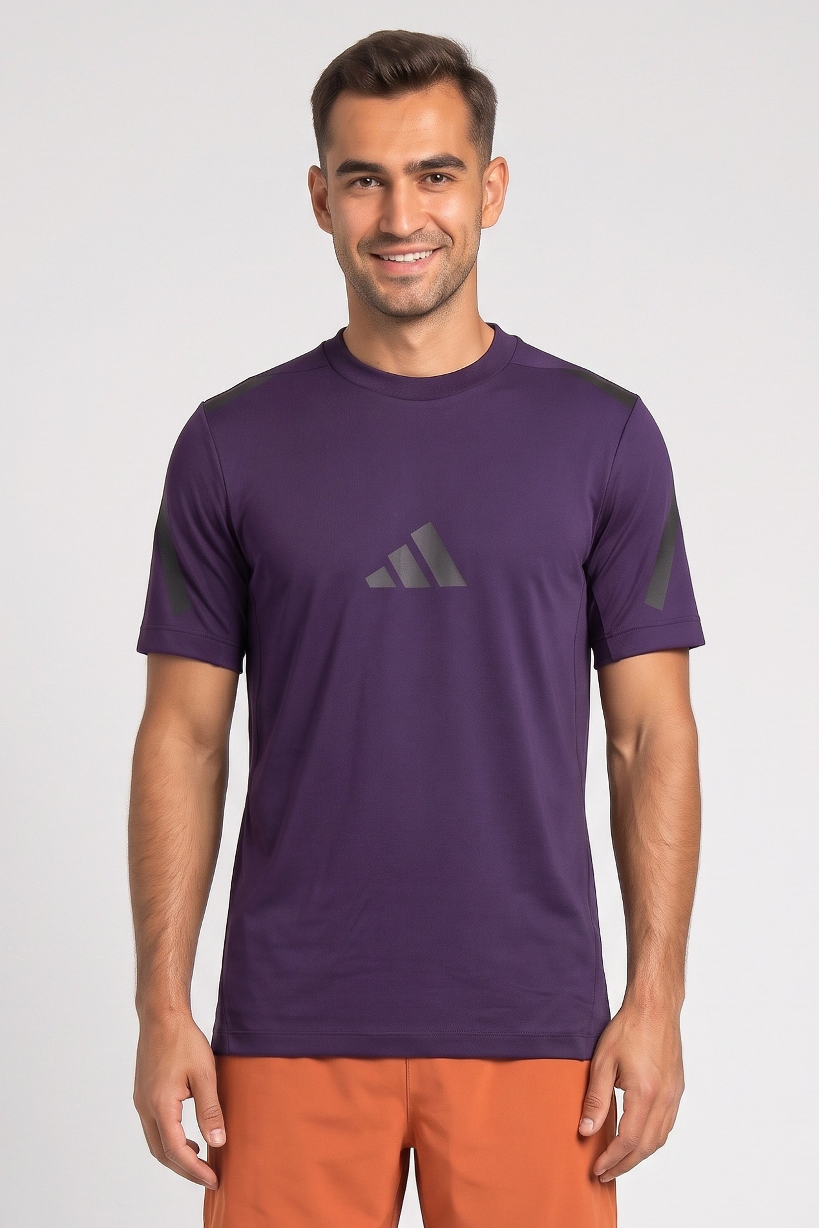 Men Sportswear Fit Short Sleeve Outdoor T-Shirt, Dark Purple