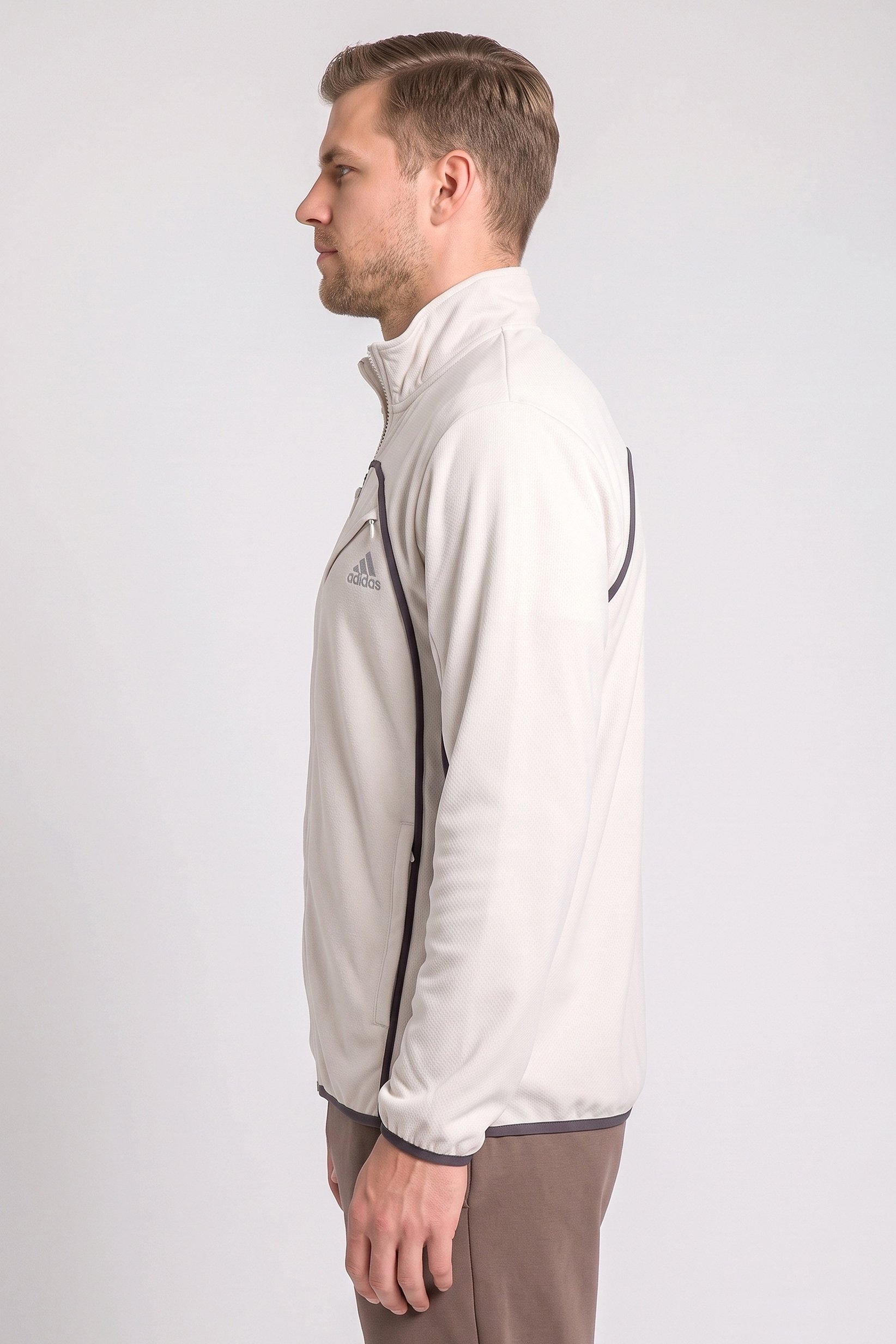 Men Sportswear Fit Long Sleeve Outdoor Jacket, Light Beige