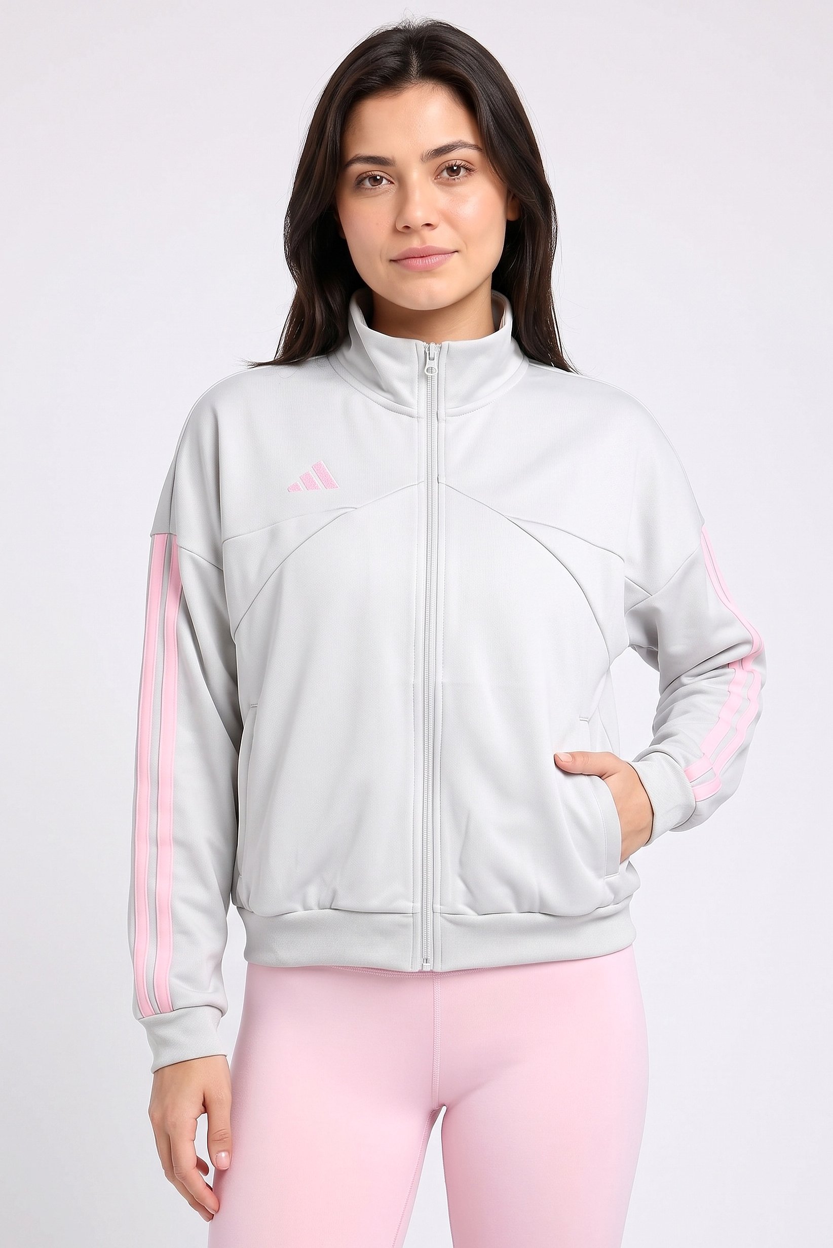 Women Sportswear Fit Long Sleeve Outdoor Jacket, Light Grey