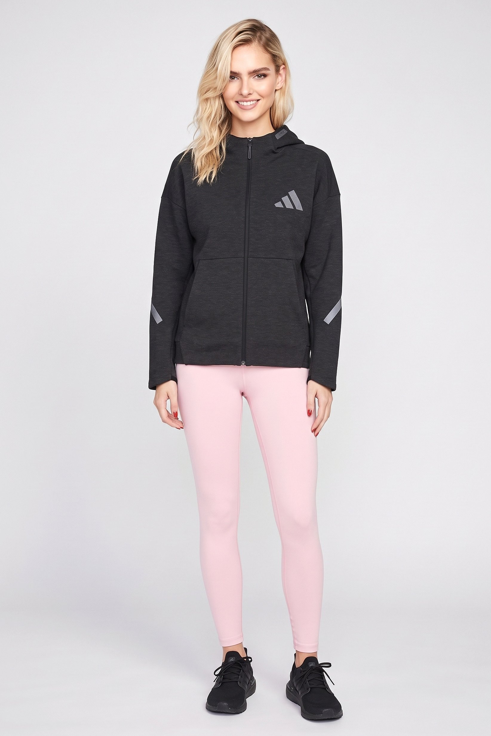 Women Sportswear Fit Long Sleeve Outdoor Hoodie, Heather Black