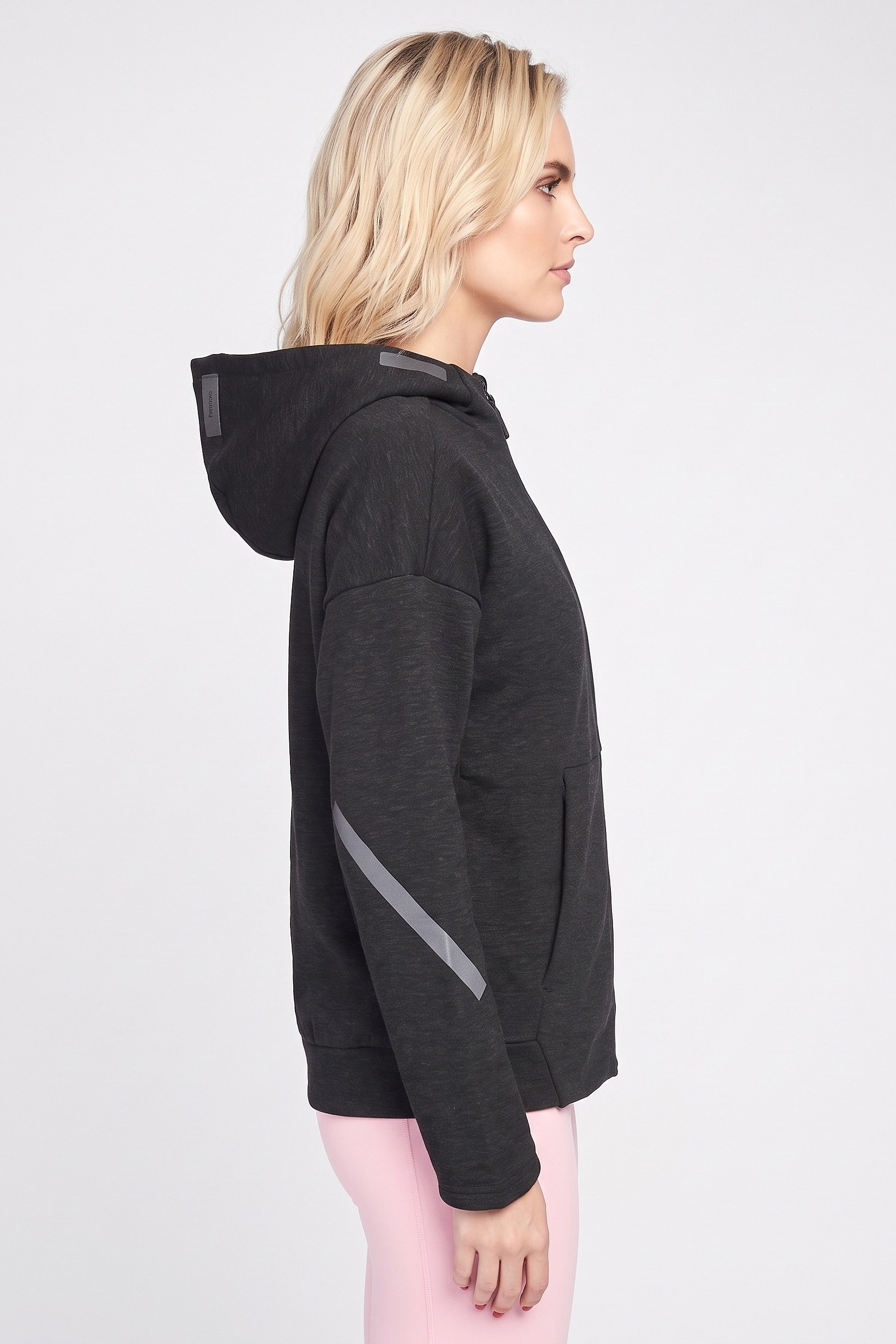 Women Sportswear Fit Long Sleeve Outdoor Hoodie, Heather Black