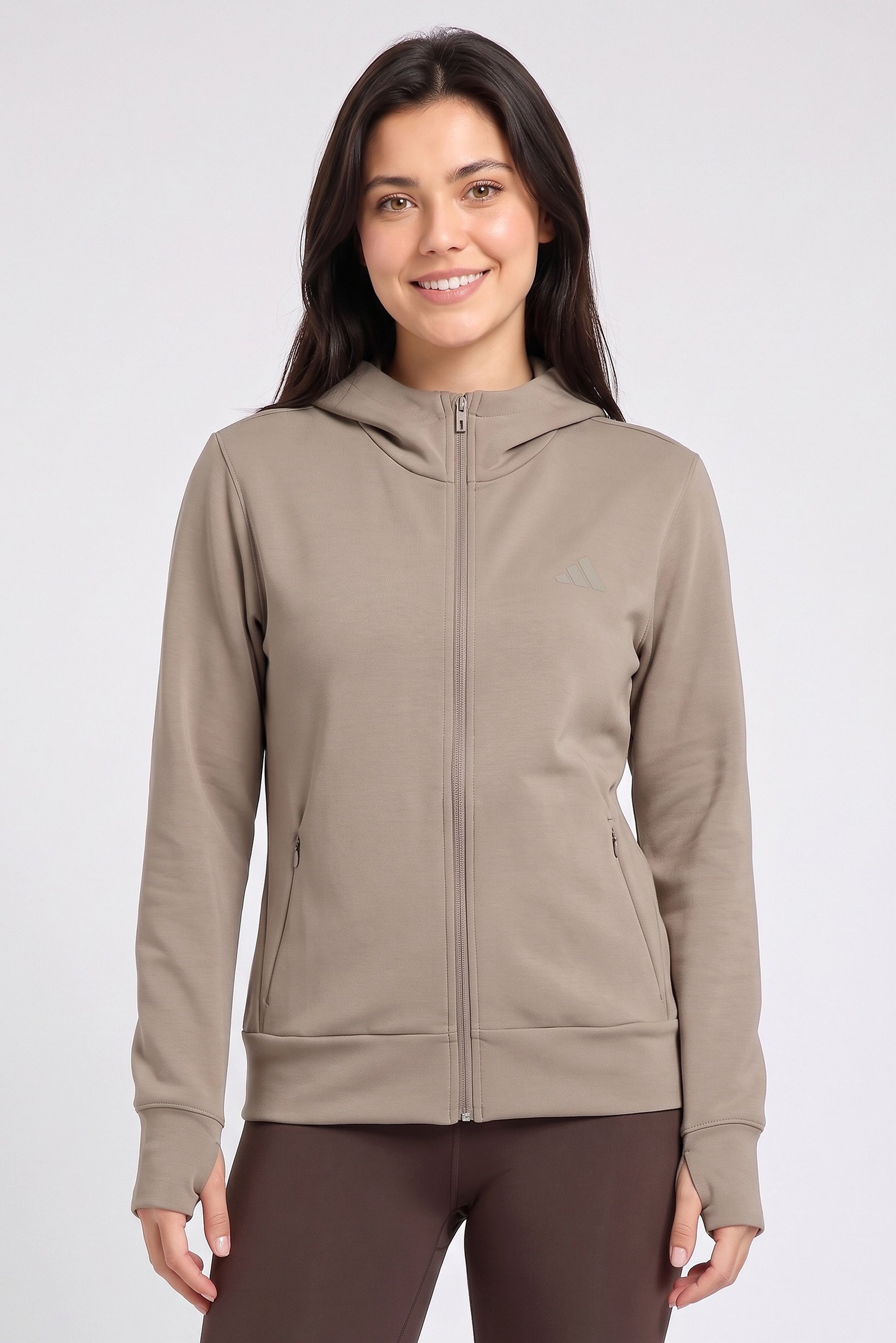 Women Loose Fit Long Sleeve Training Hoodie, Taupe