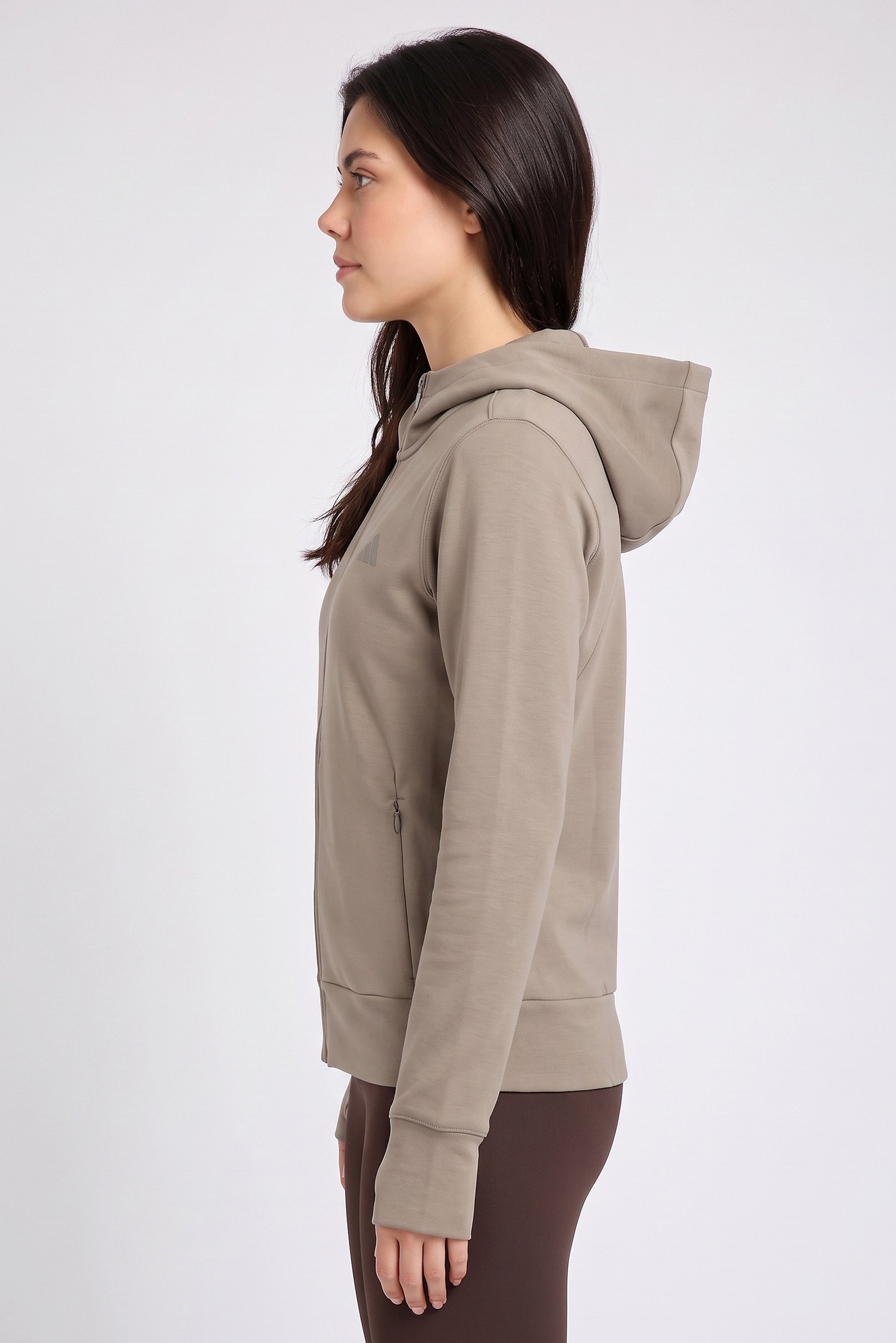 Women Loose Fit Long Sleeve Training Hoodie, Taupe