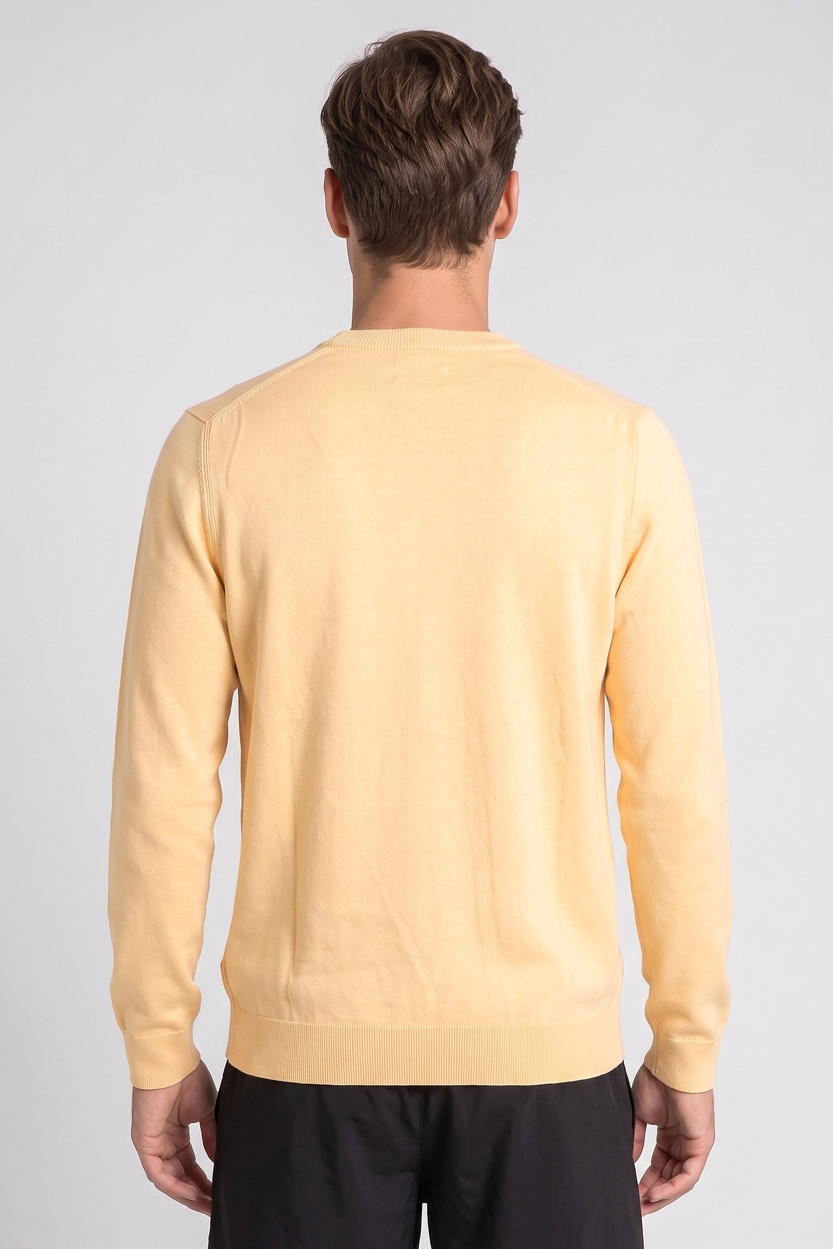 Men Sportswear Fit Long Sleeve Outdoor Sweater, Light Orange