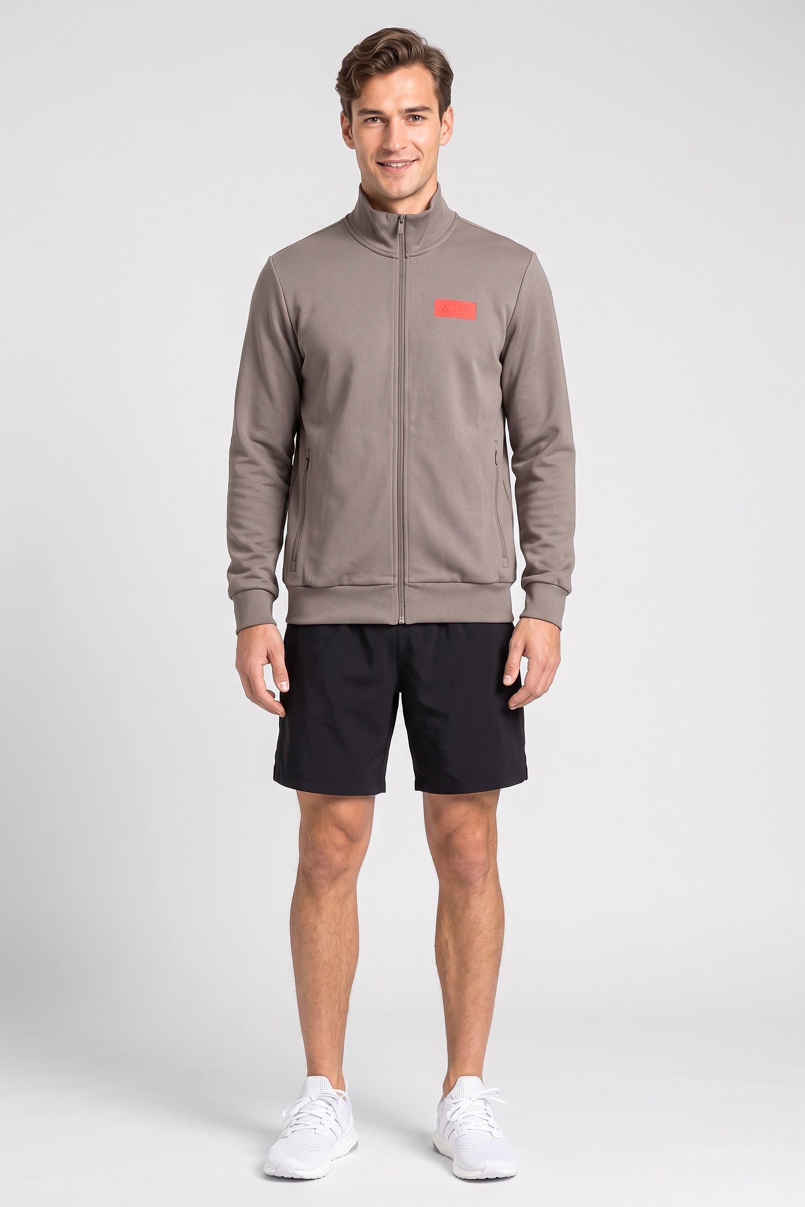 Adidas x Audi Men Sportswear Fit Long Sleeve Outdoor Sweatshirt, Taupe