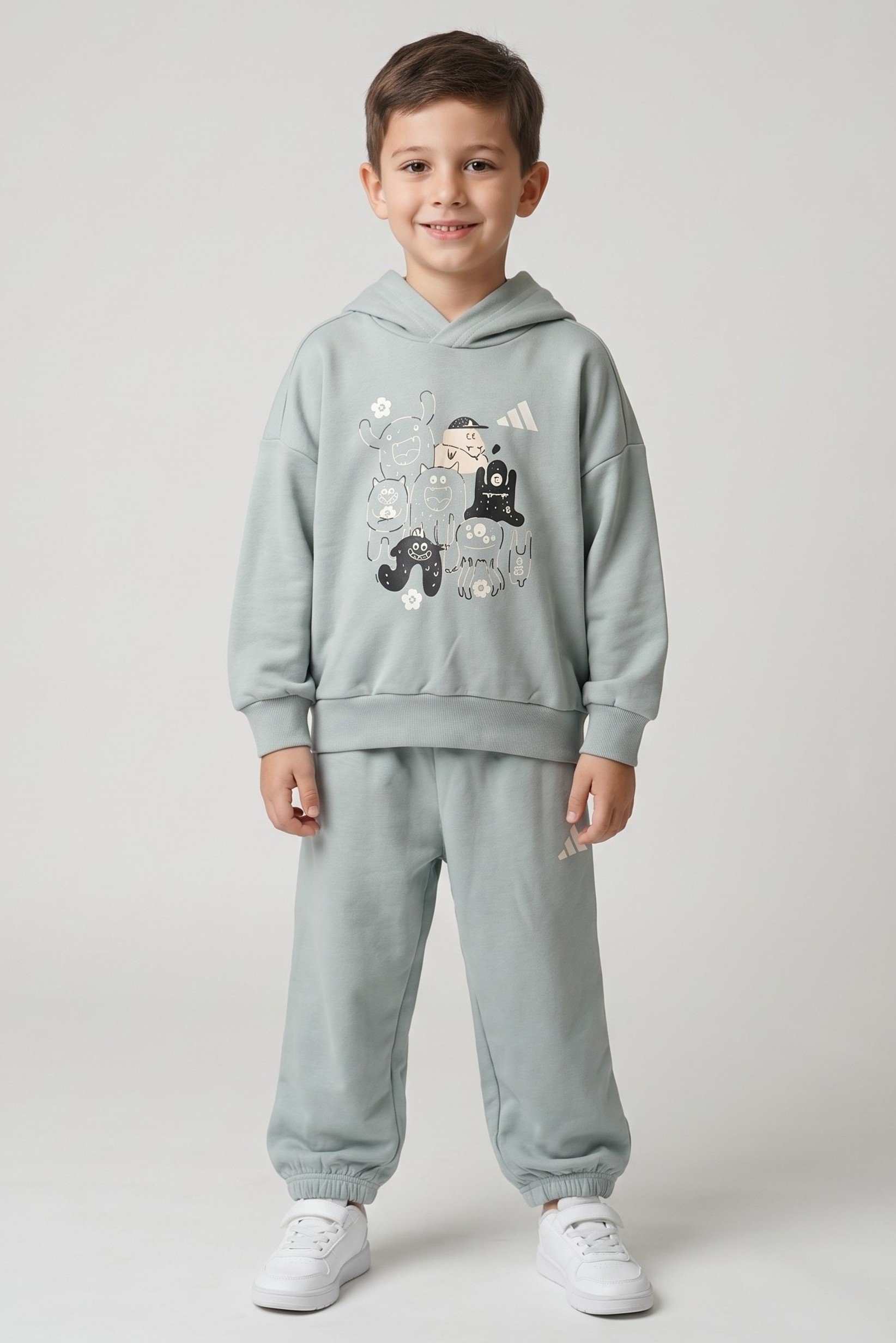 Toddlers Boy 2 Pcs Oversize Fit Tracksuit, Light Sage