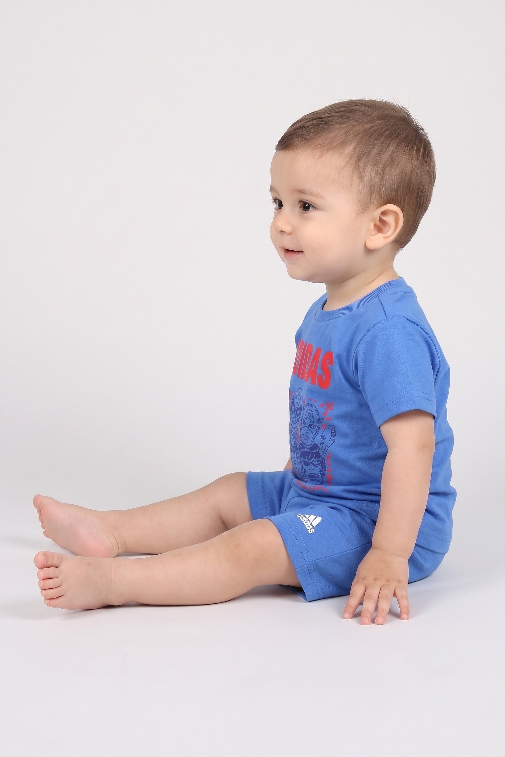 Adidas x Marvel Toddlers Boy Short Sleeve T-Shirt And Shorts Set, Blue