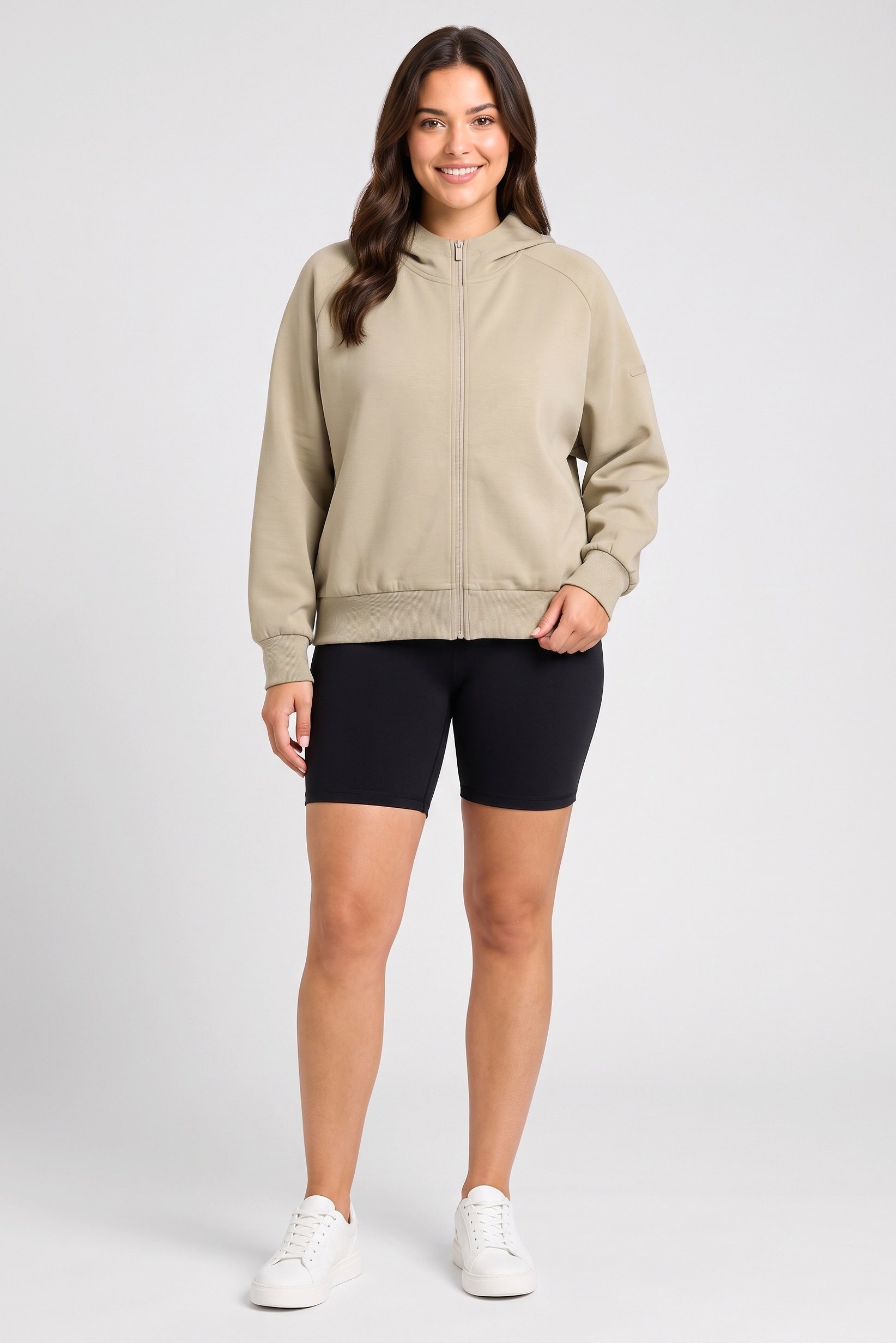 Women Loose Fit Long Sleeve Outdoor Hoodie, Light Olive