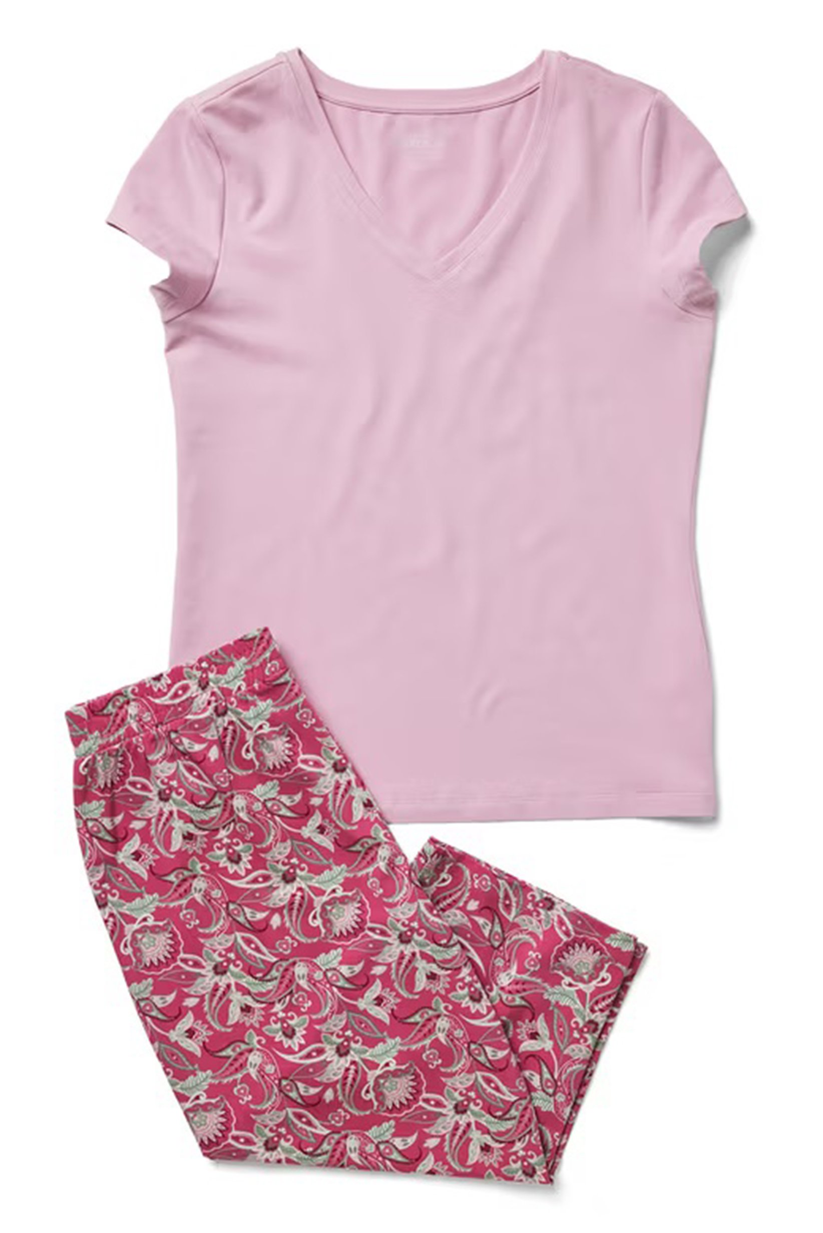 Women 2 Pcs Floral Print Top With 3/4 Pyjama Bottom, Multicolor
