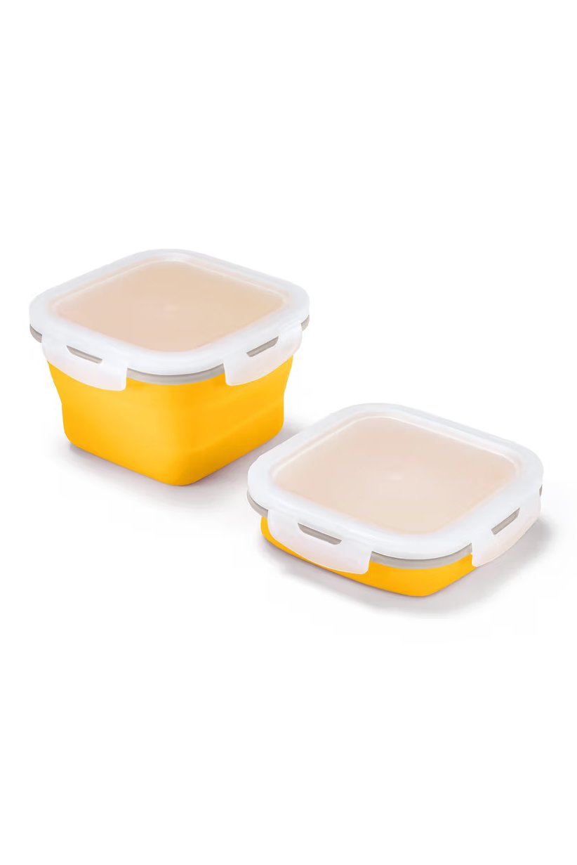 2 Foldable Food Storage Containers, Yellow