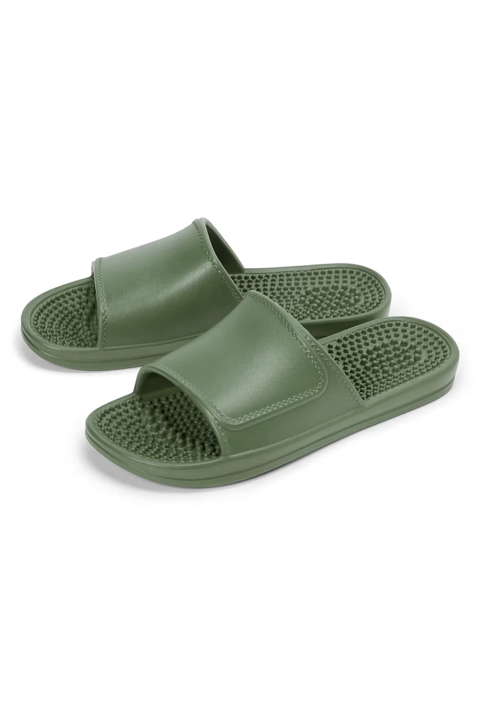 Women Solid Slip On Massage Slippers, Green