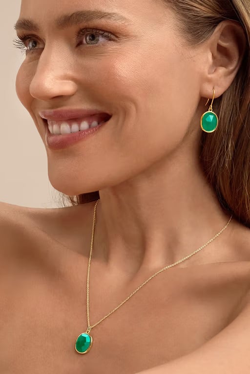 Women Fashionable Hoop Earring, Green