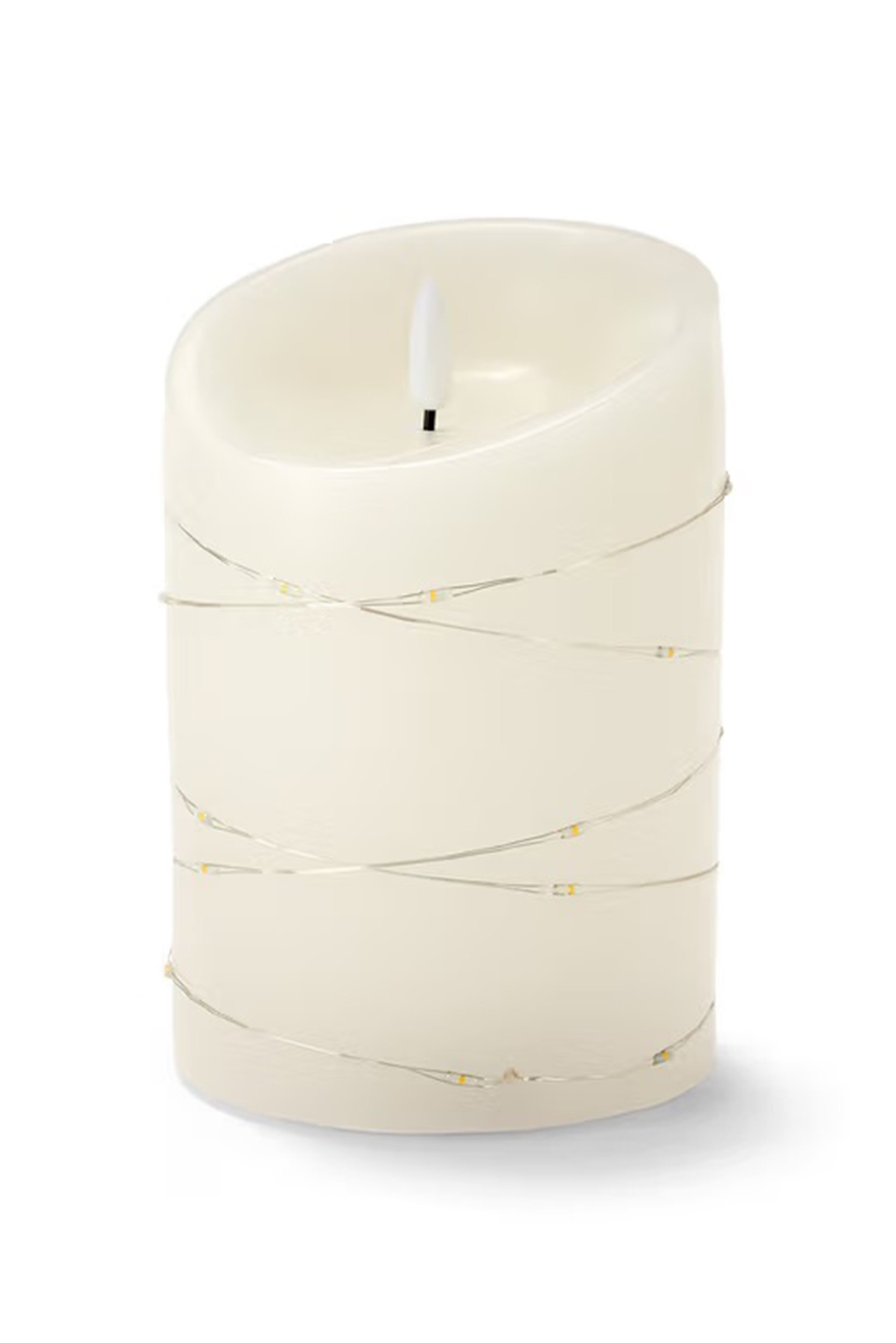 LED Real Wax Candle With Micro Light Chain, Off White