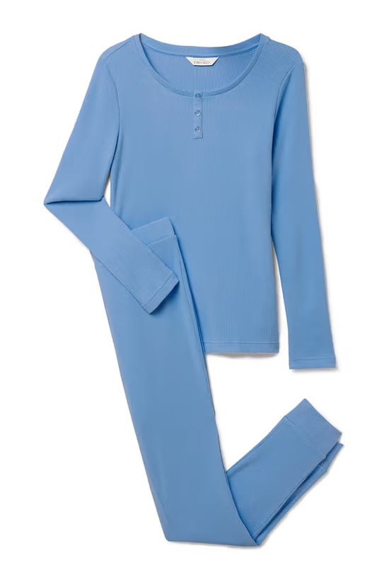 2 Pcs Women Knitted Pajama Set, Light Blue