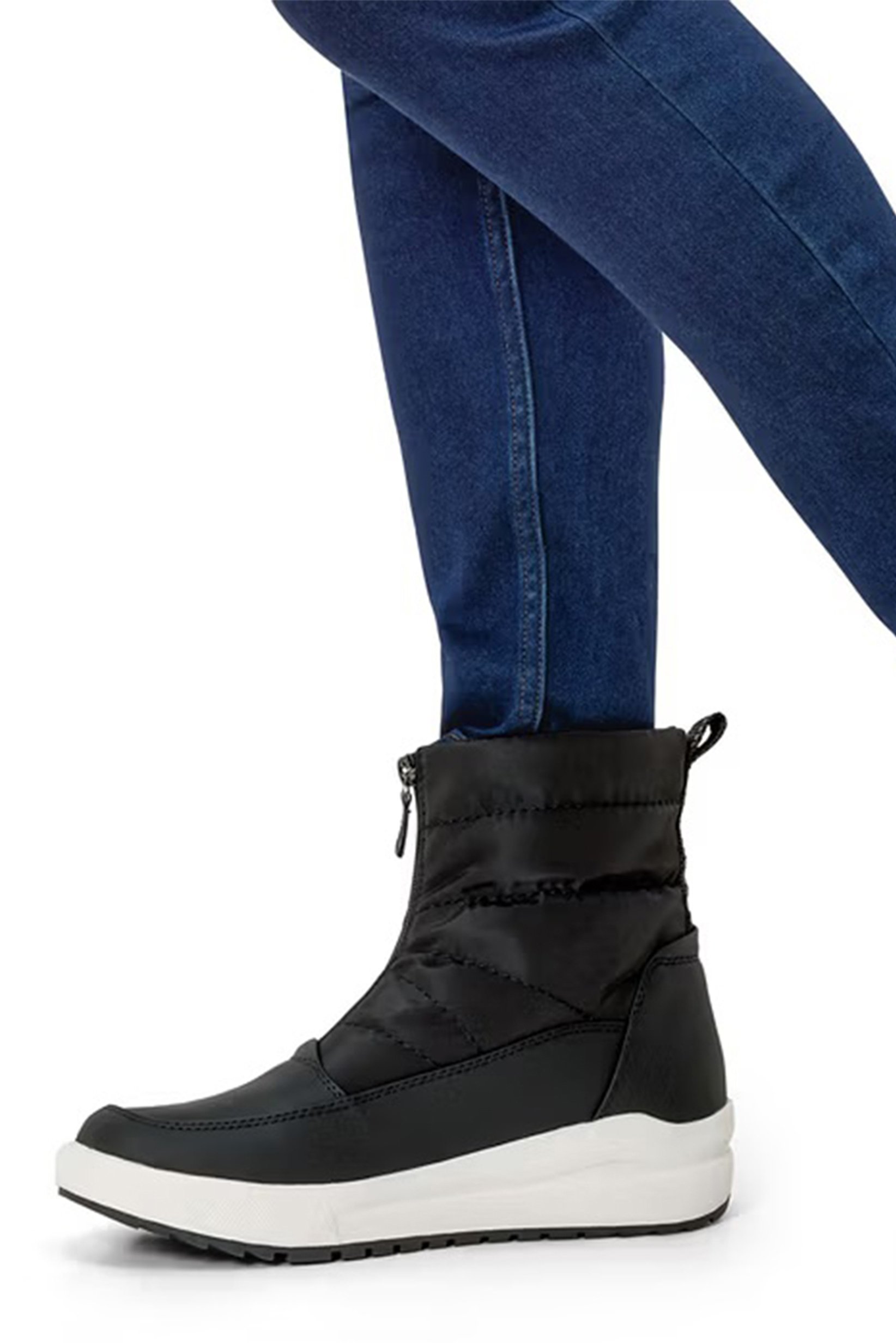 Women Zipper Closure Ankle Boots, Black