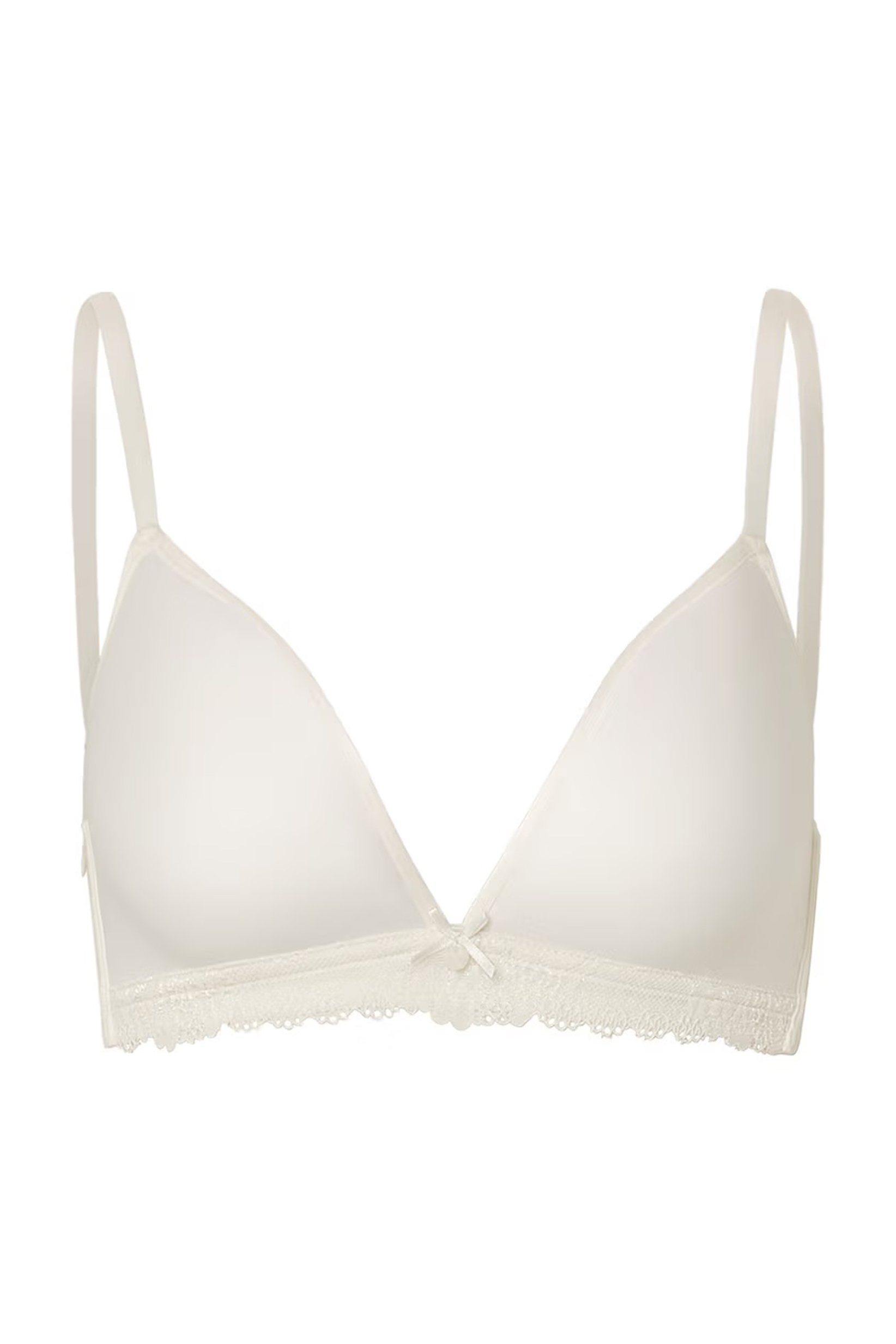 Women Textured Lightly Padded Bra, Cream
