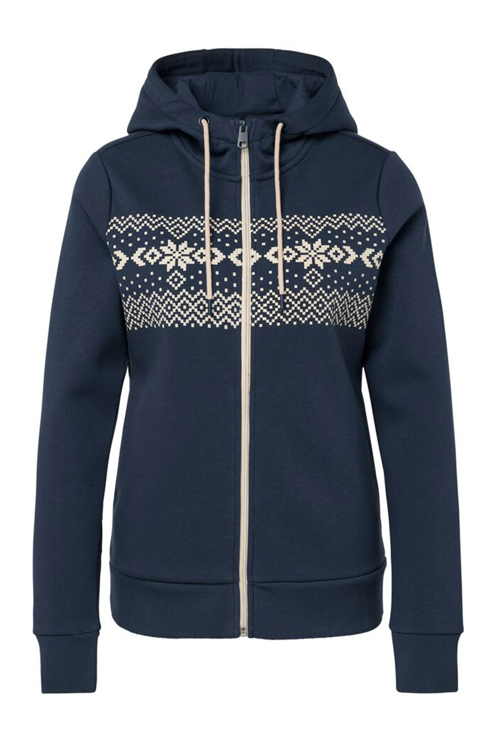 Women Graphic Print Long Sleeve Hoodie, Navy Blue