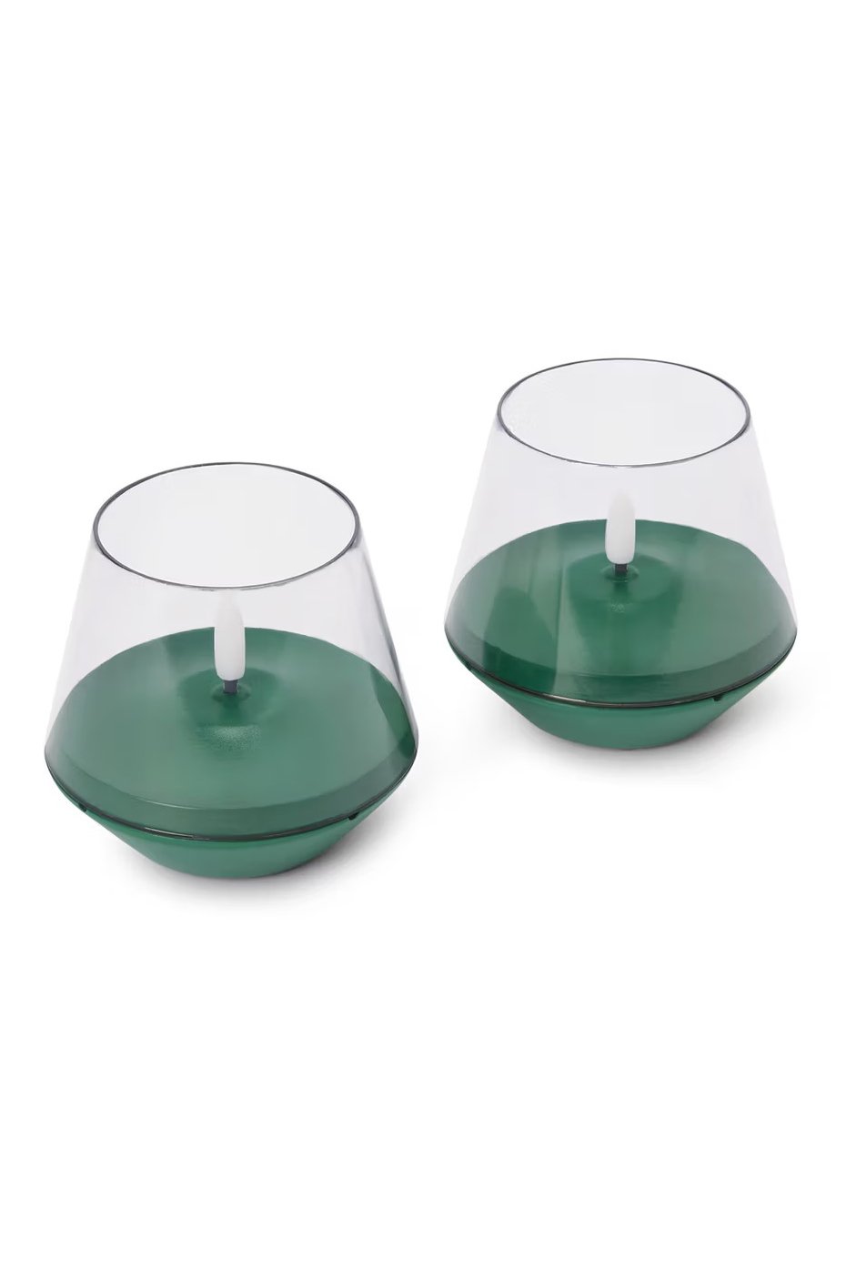 2 LED Outdoor Candles, Green