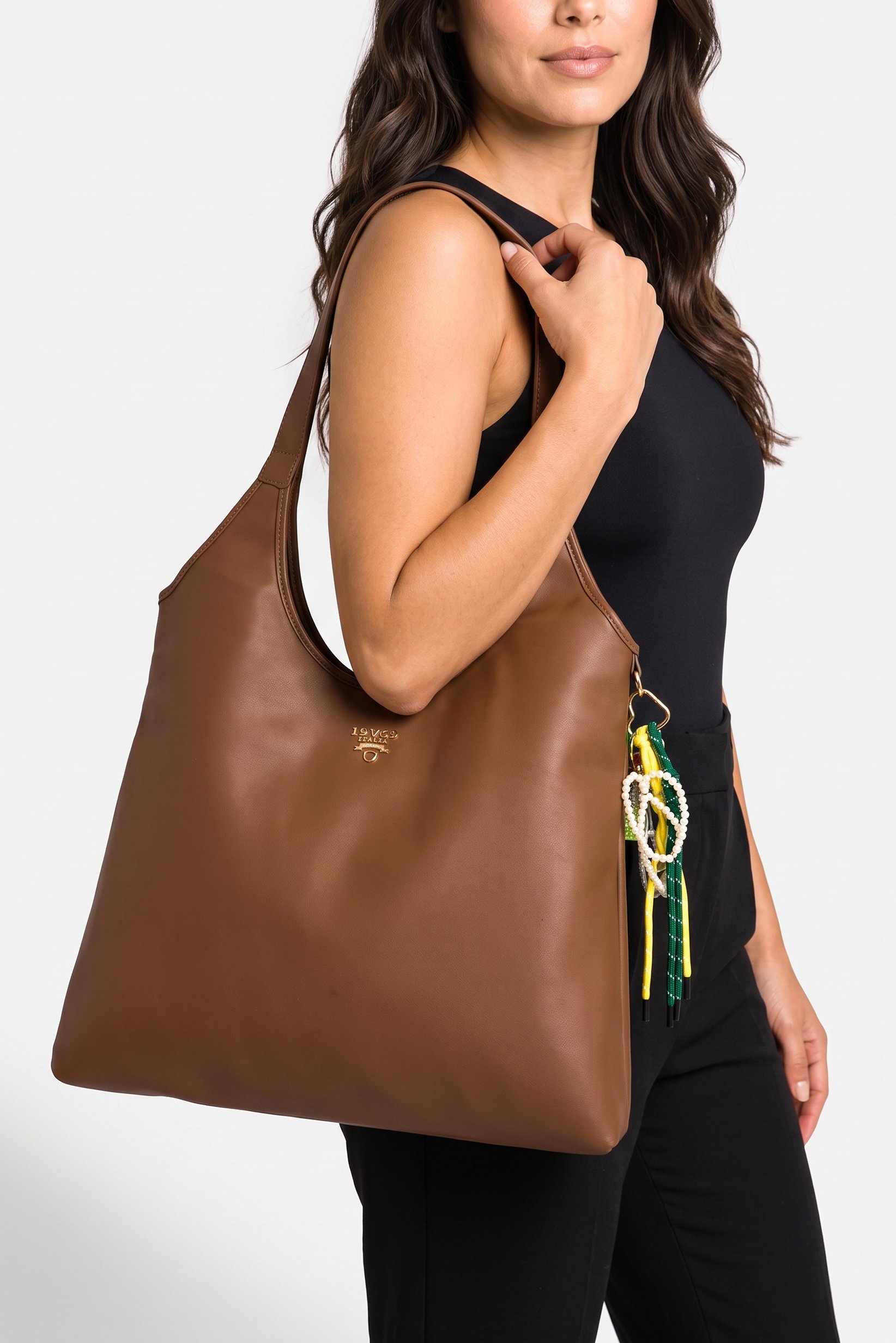 Women Brand Logo Tote Bag, Brown