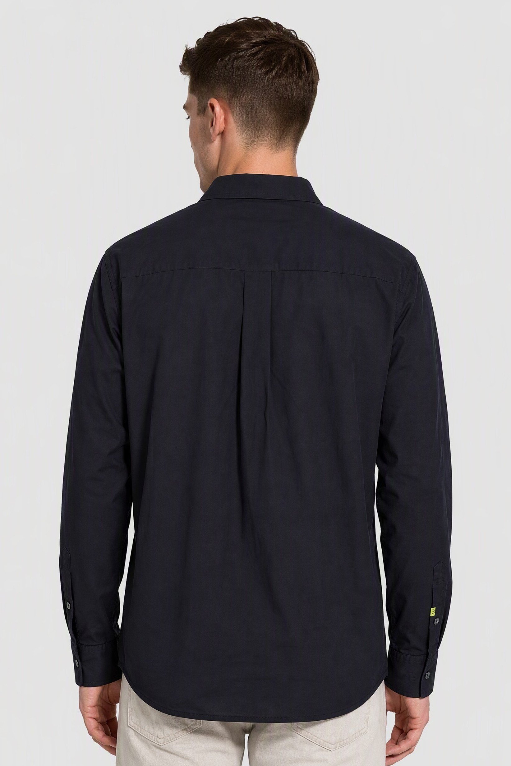 Men Regular Fit Long Sleeve Plain Casual Shirt, Navy Blue