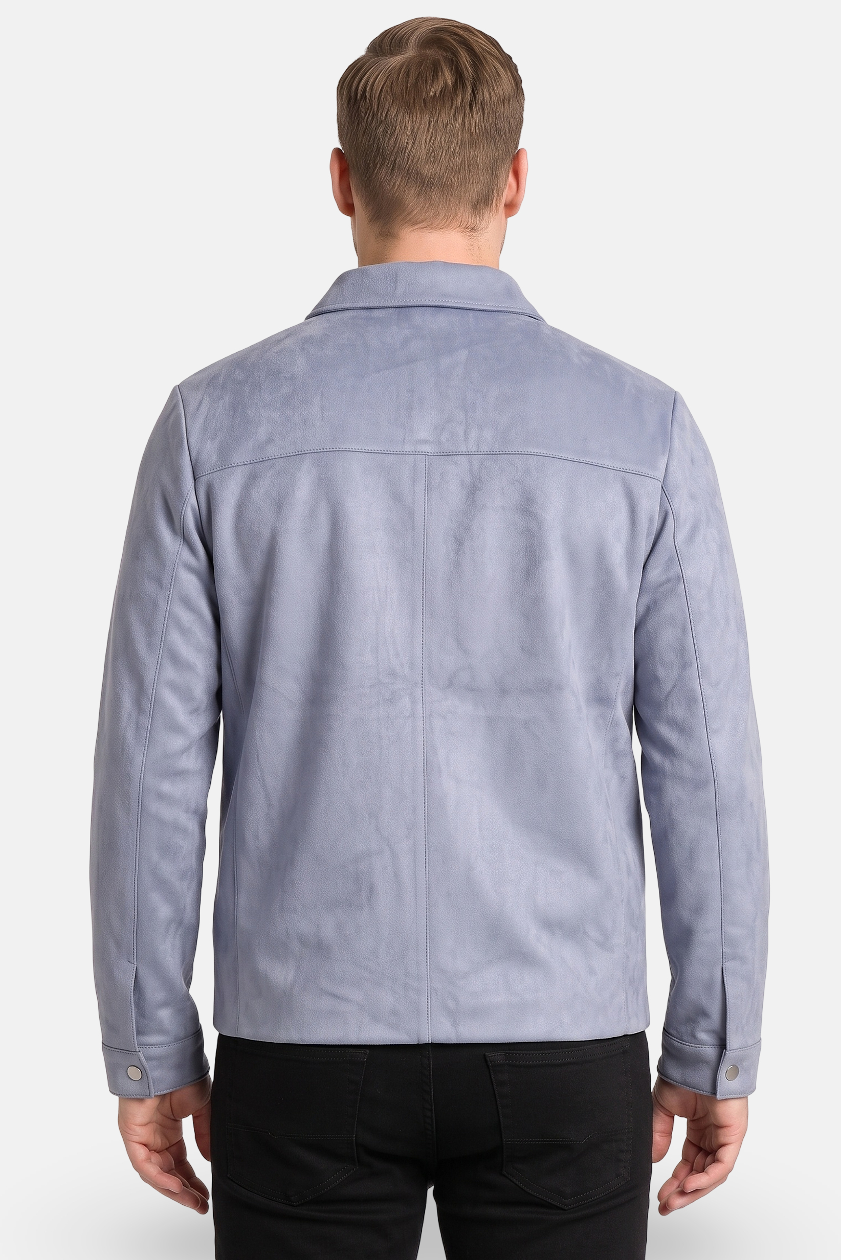 Men Solid Jacket Shirt, Slate Blue