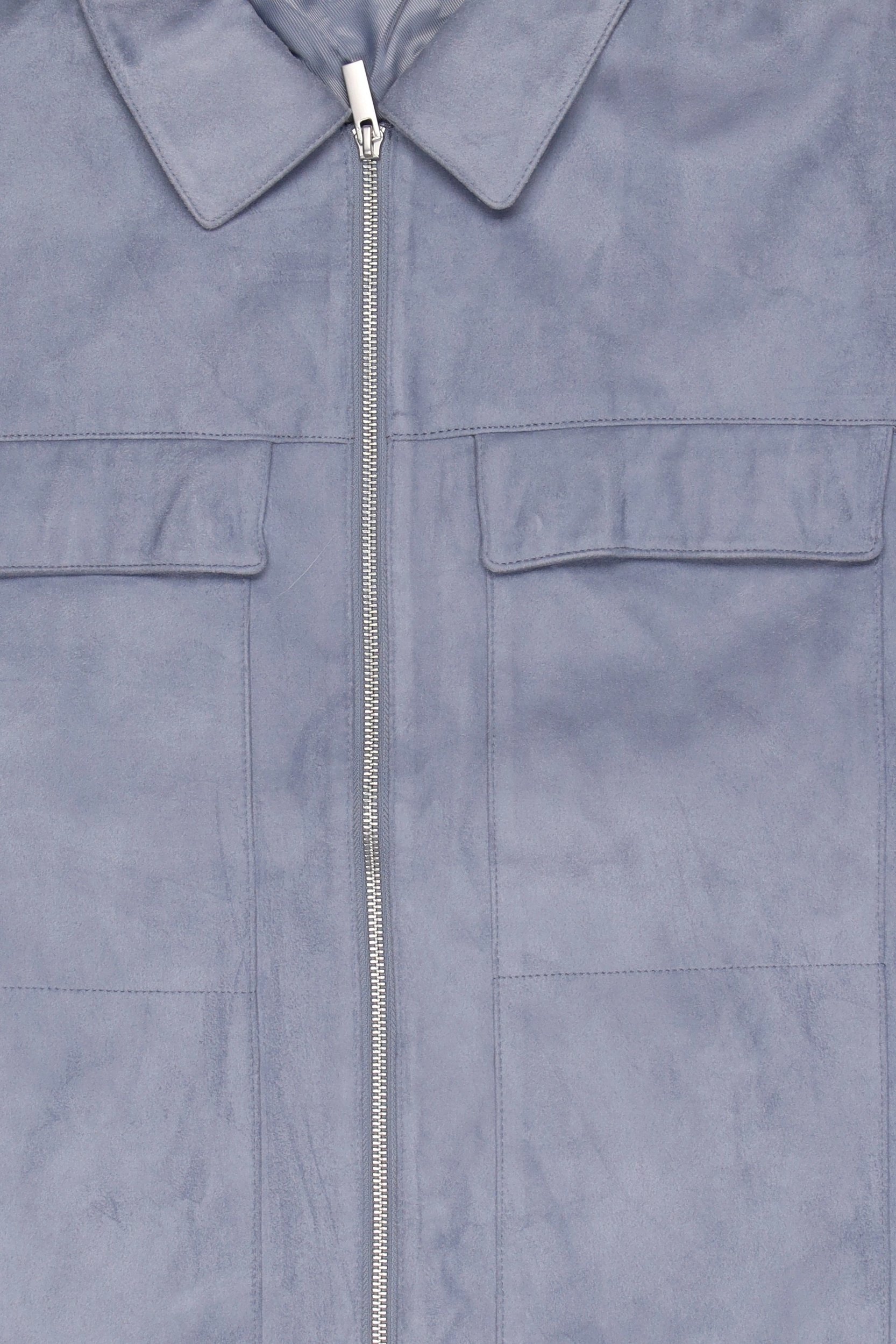 Men Solid Jacket Shirt, Slate Blue