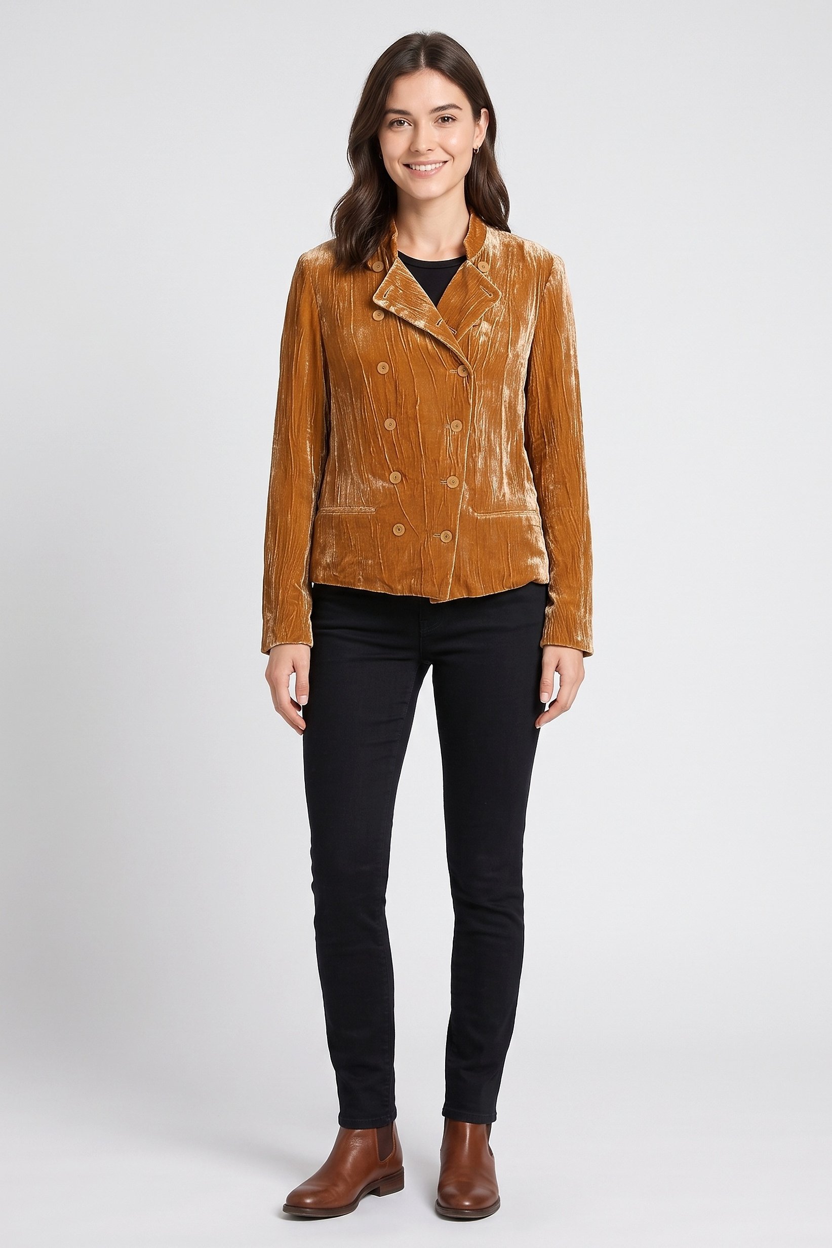 Emporio Armani Women Regular Fit Textured Casual Blazer, Brown