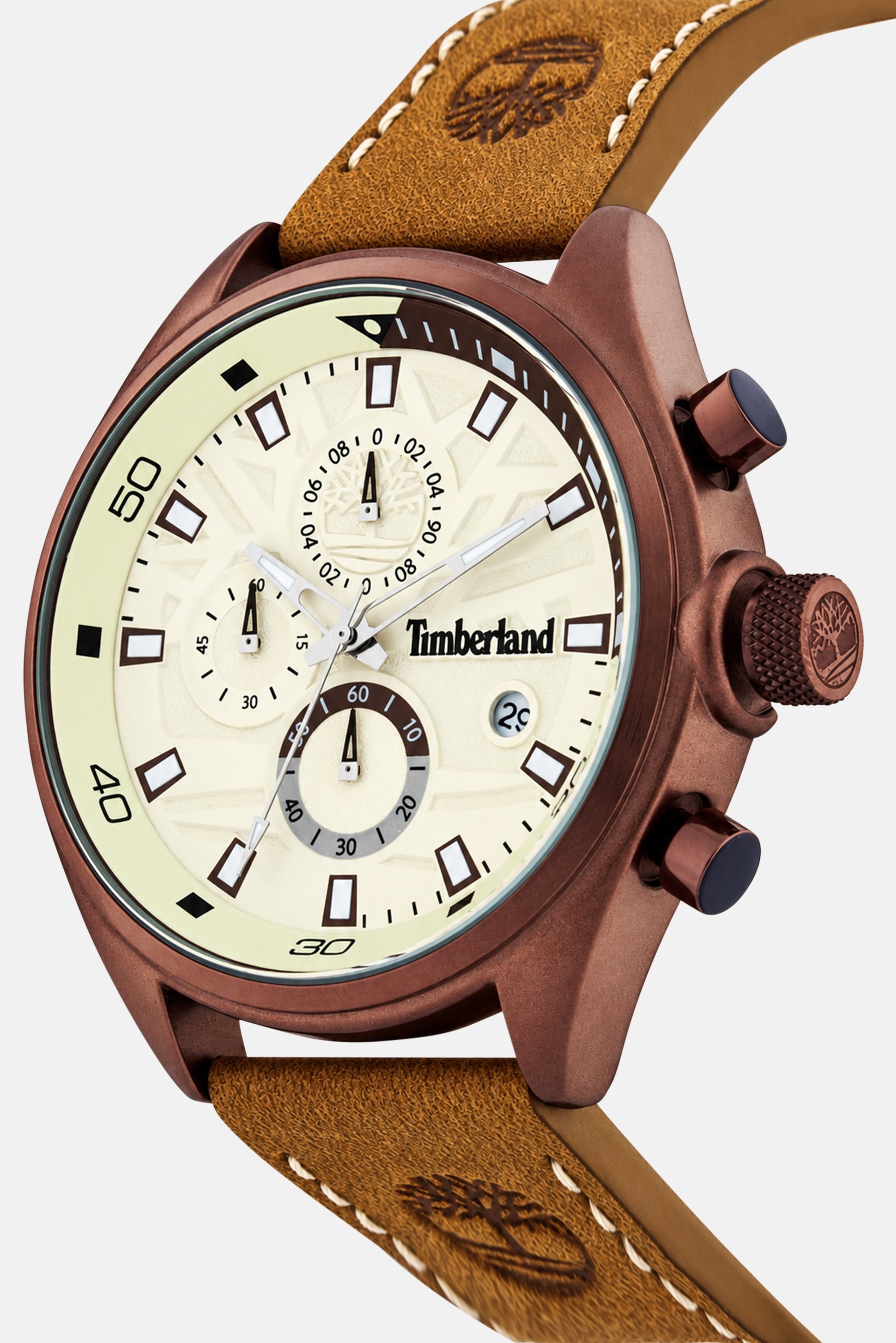 Men TDWGC9000405 Quartz Leather Watch 46 mm, Brown