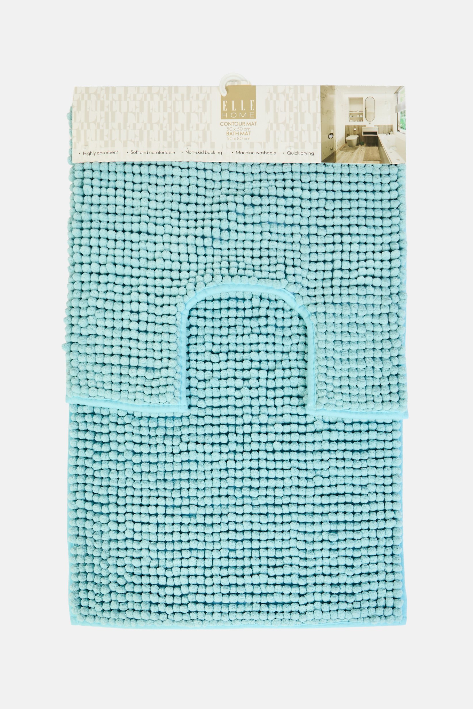 2 Pieces Textured Bath Rug Set, Blue