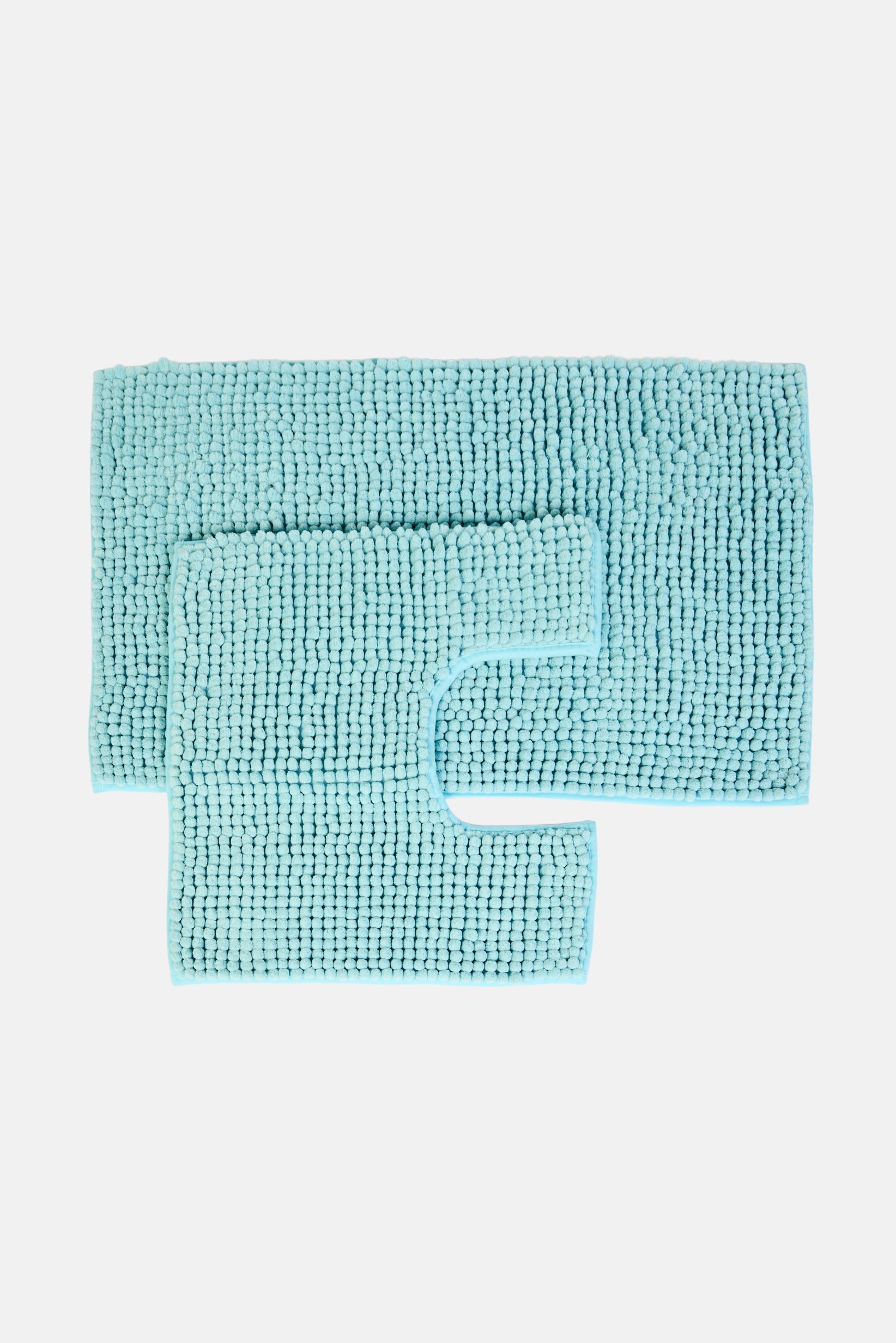 2 Pieces Textured Bath Rug Set, Blue