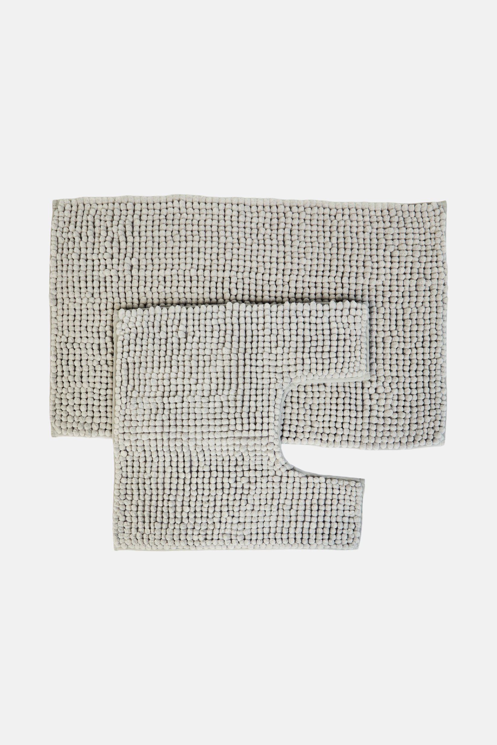 2 Pieces Textured Bath Rug Set, Grey