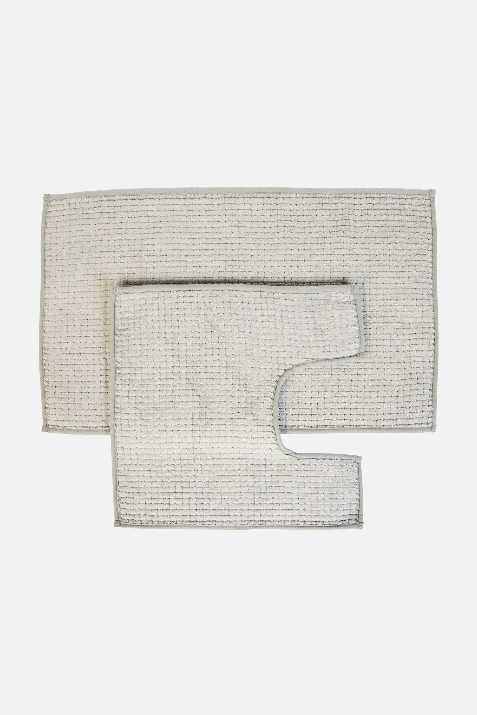 2 Pieces Textured Bath Rug Set, Grey