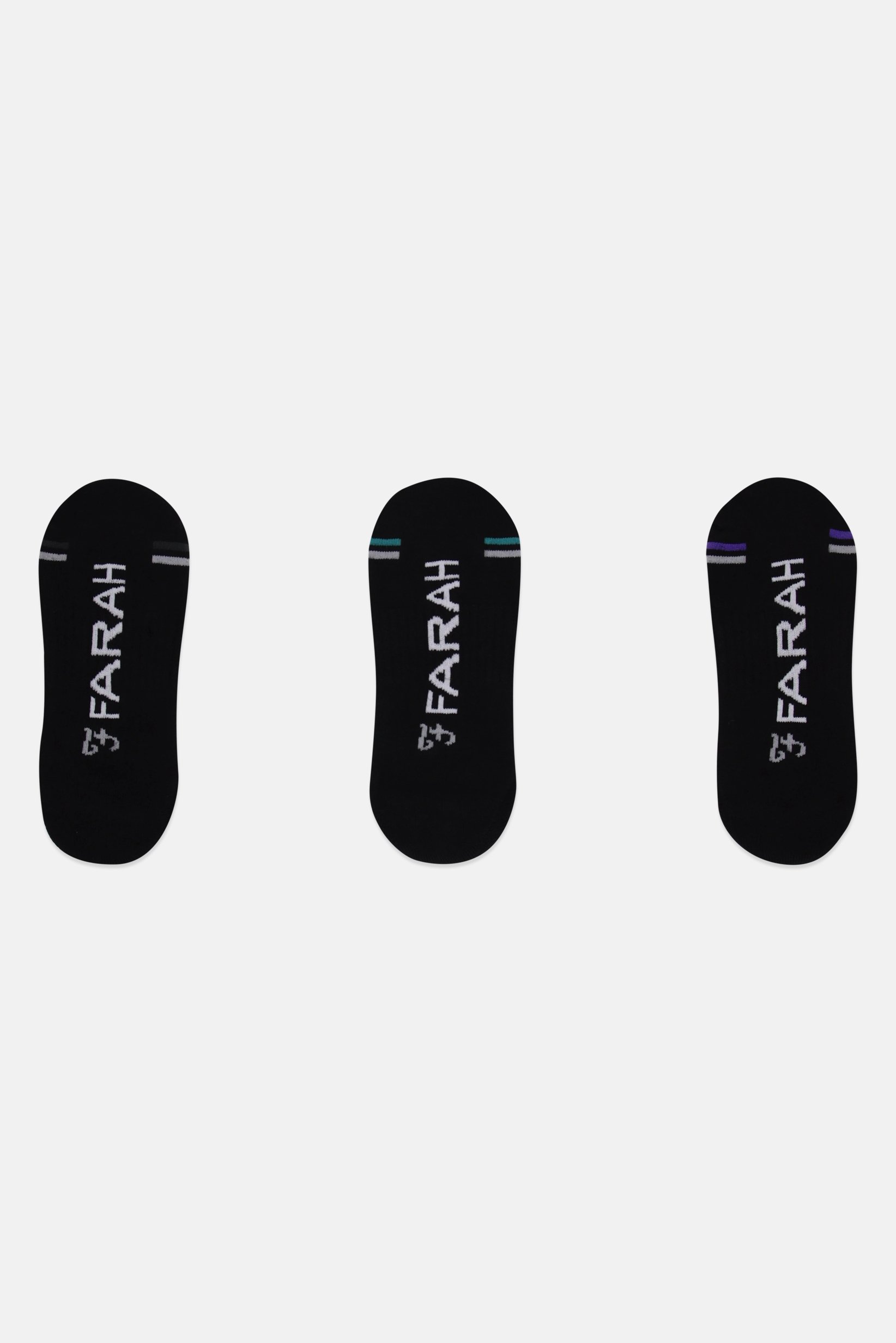 Men 3 Pairs Brand Logo Invisible Socks, Black
