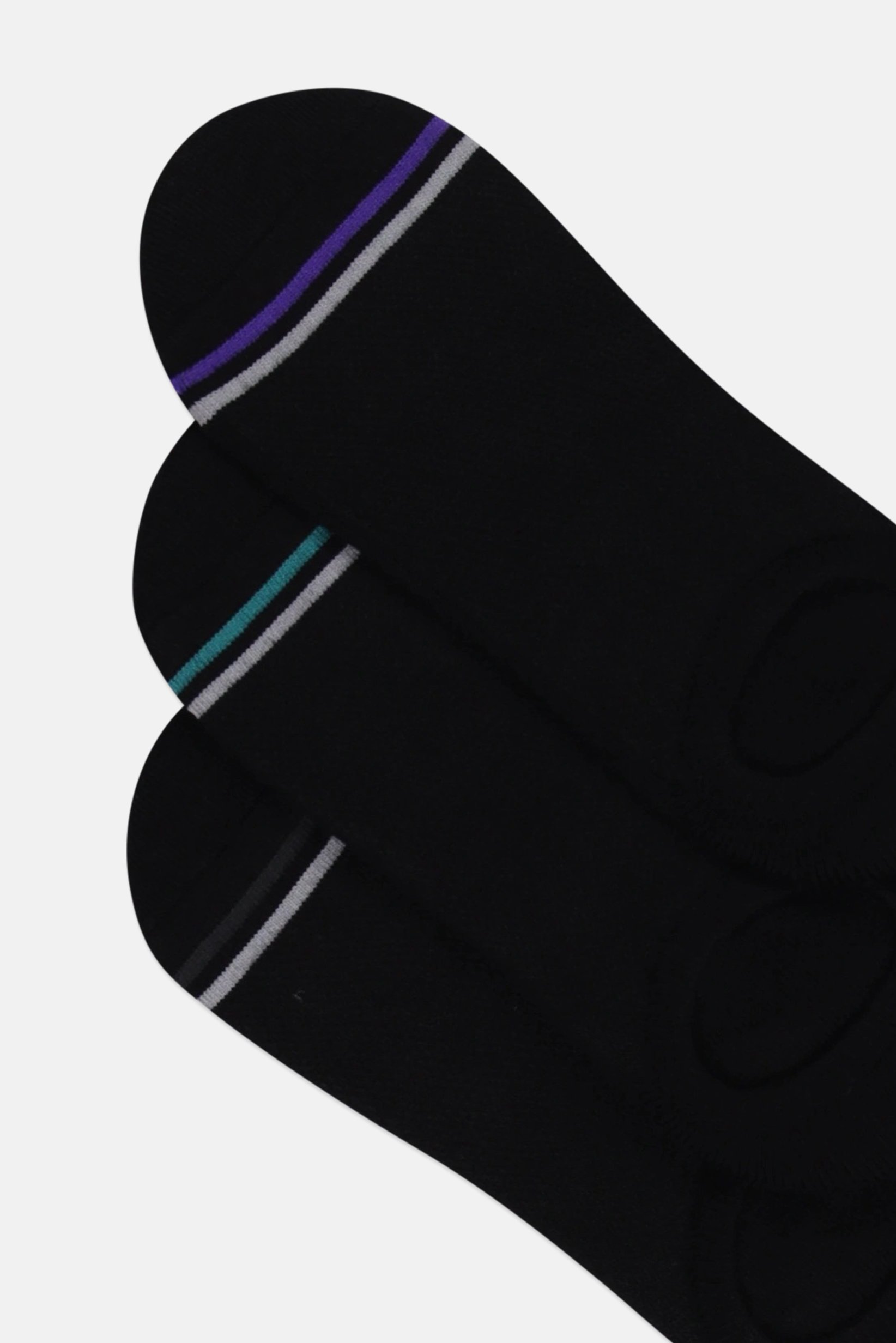 Men 3 Pairs Brand Logo Invisible Socks, Black