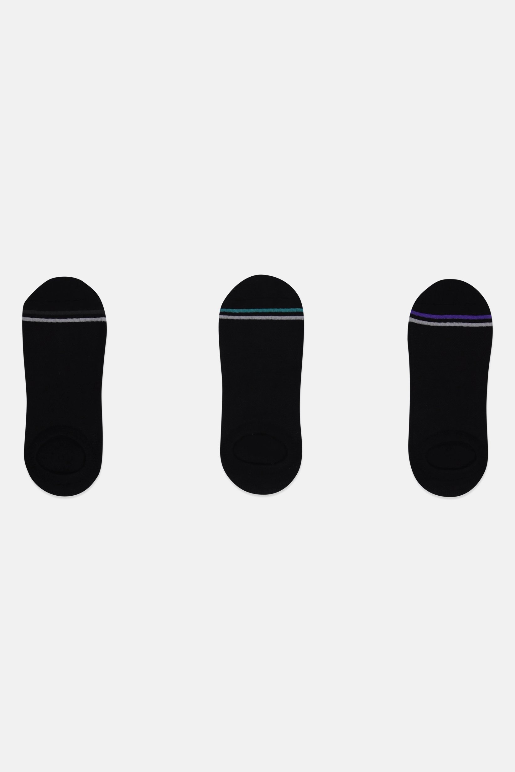 Men 3 Pairs Brand Logo Invisible Socks, Black