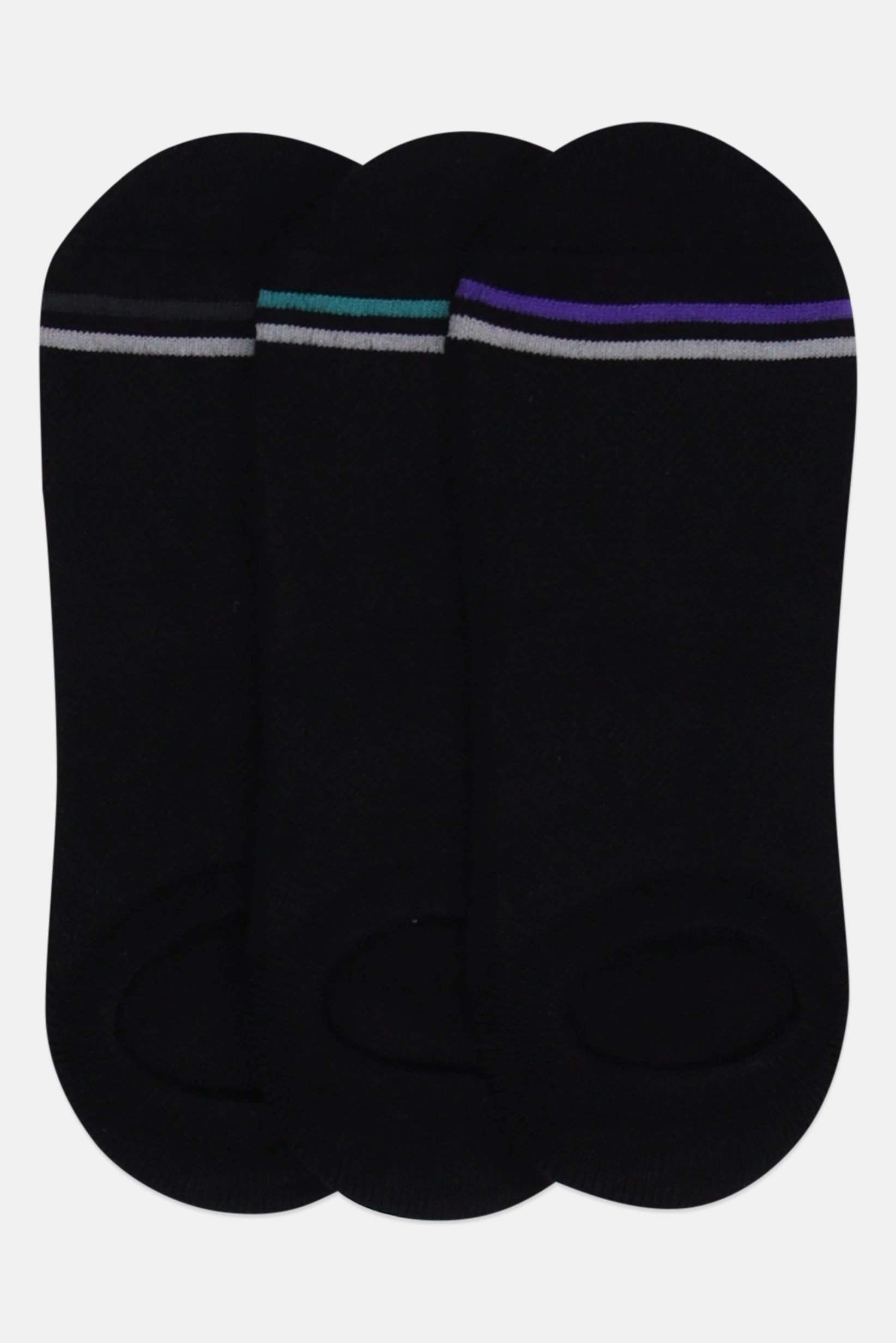 Men 3 Pairs Brand Logo Invisible Socks, Black