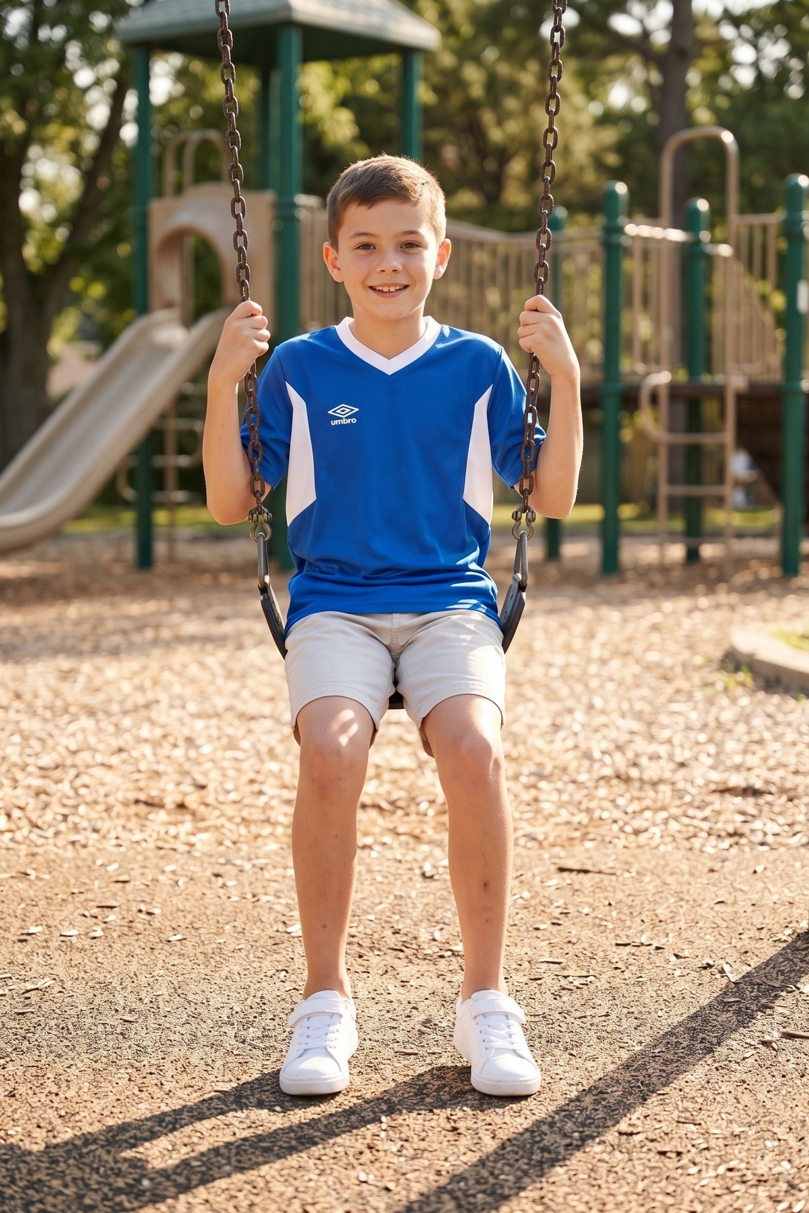 Kids Boy Sportswear Fit Short Sleeve Training Jersey, Blue