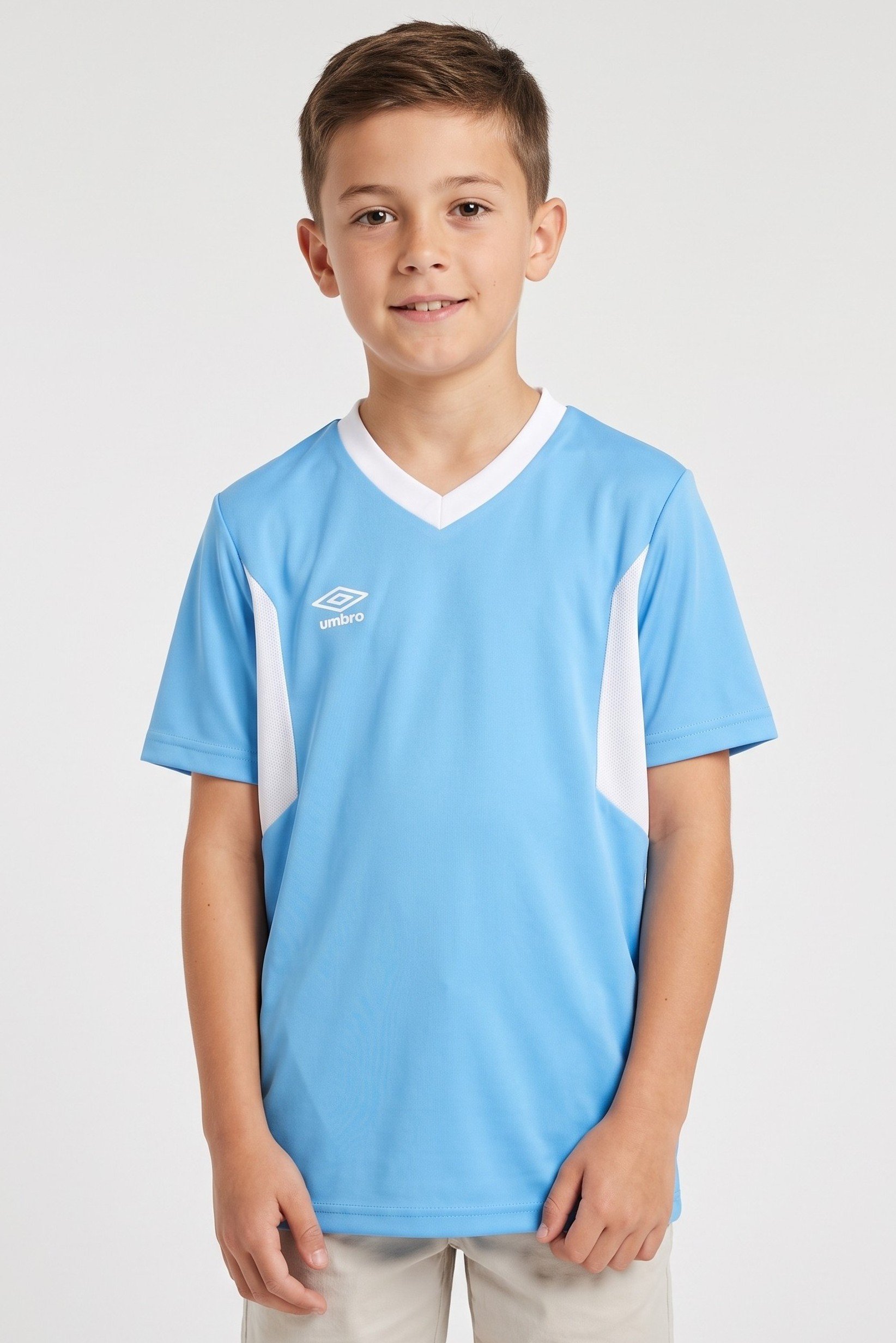 Kids Boy Sportswear Fit Short Sleeve Training Jersey, Light Blue