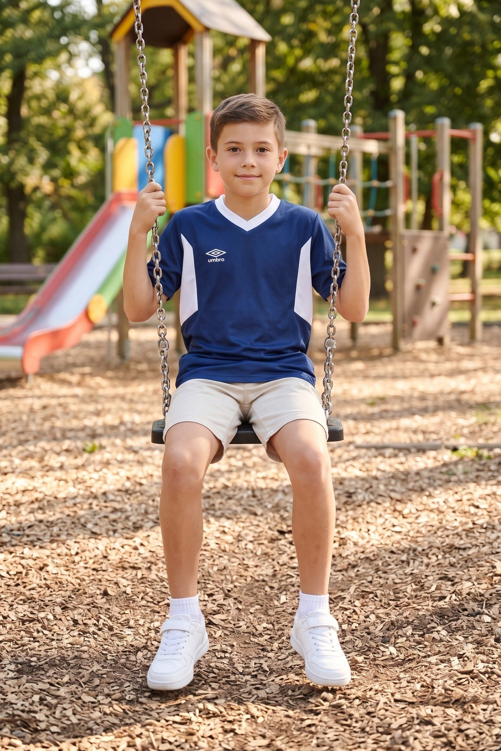 Kids Boy Sportswear Fit Short Sleeve Training Jersey, Navy