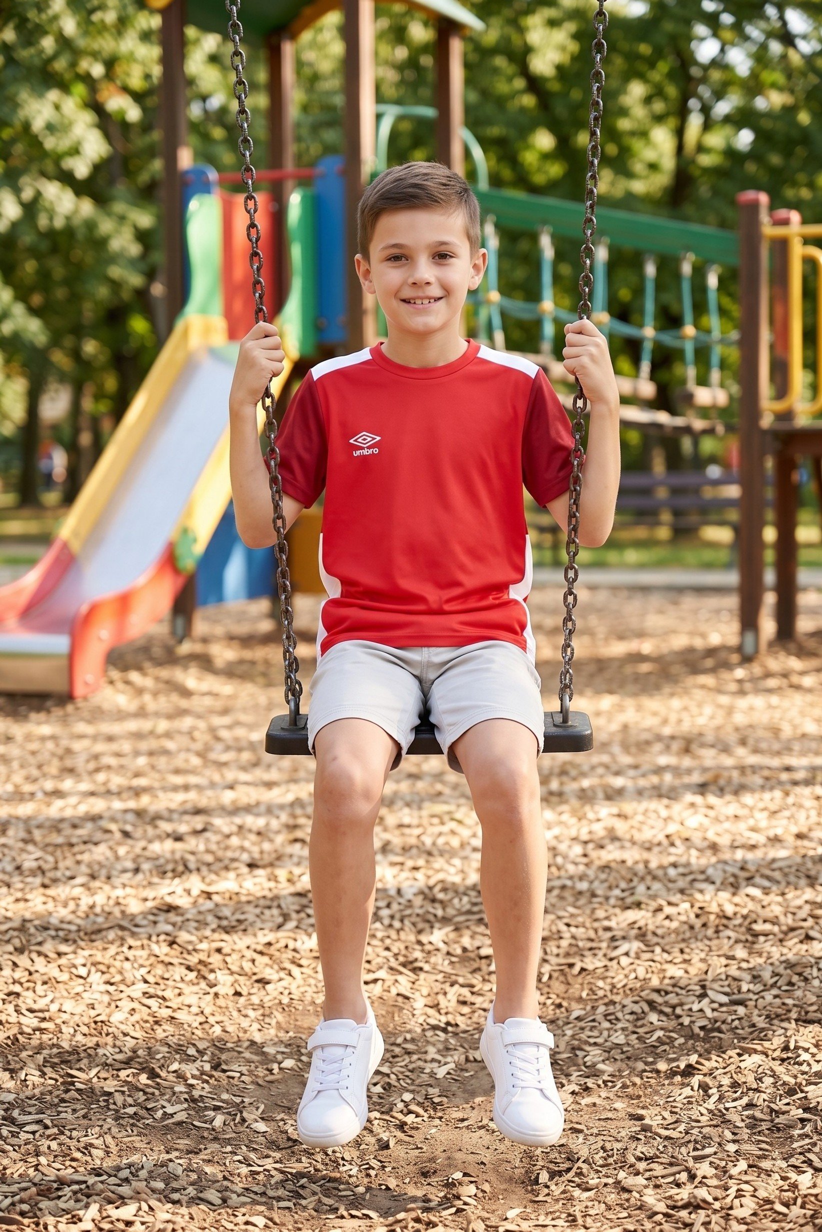 Kids Boy Sportswear Fit Short Sleeve Training Jersey, Red