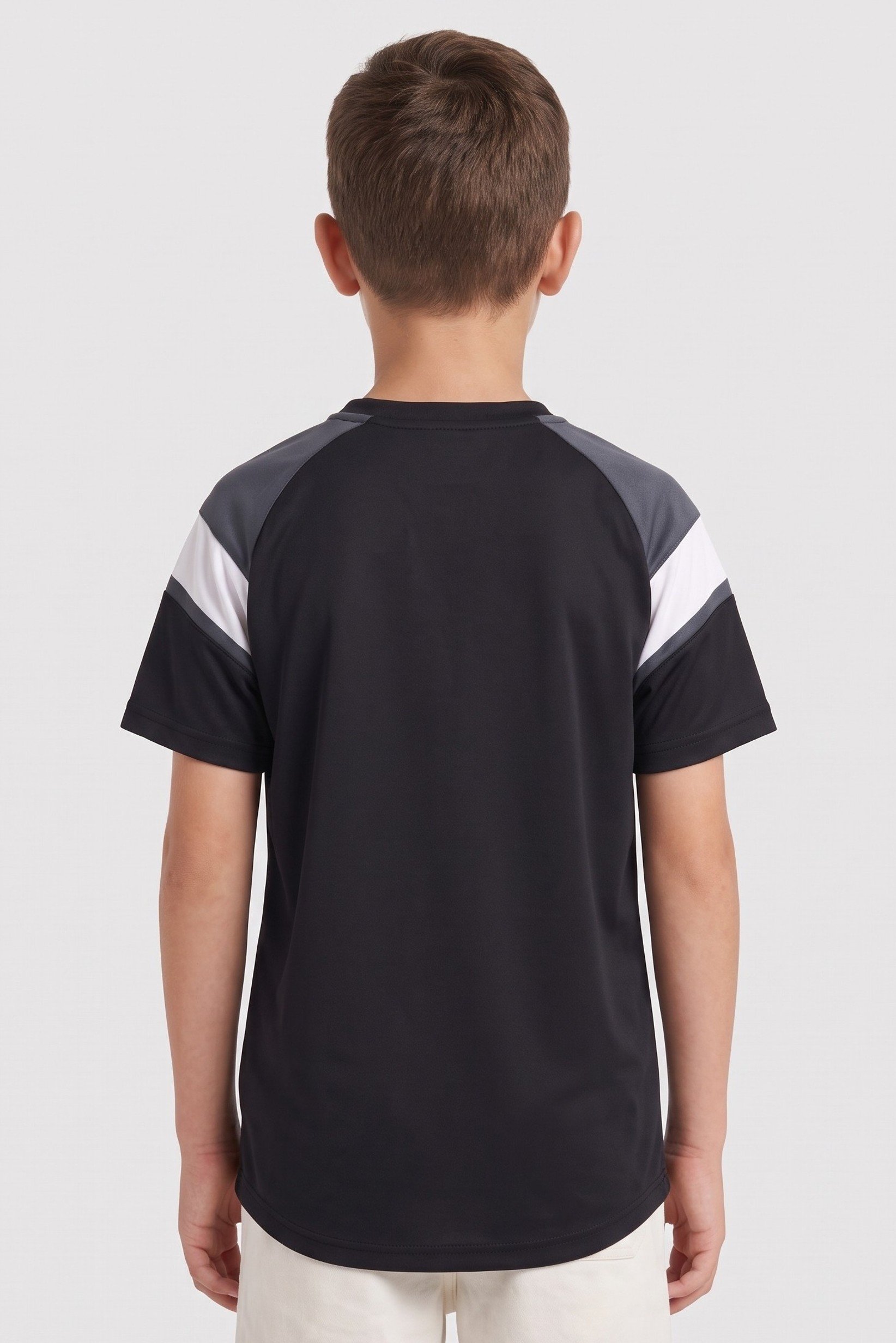Kids Boy Sportswear Fit Short Sleeve Running T-Shirt, Black