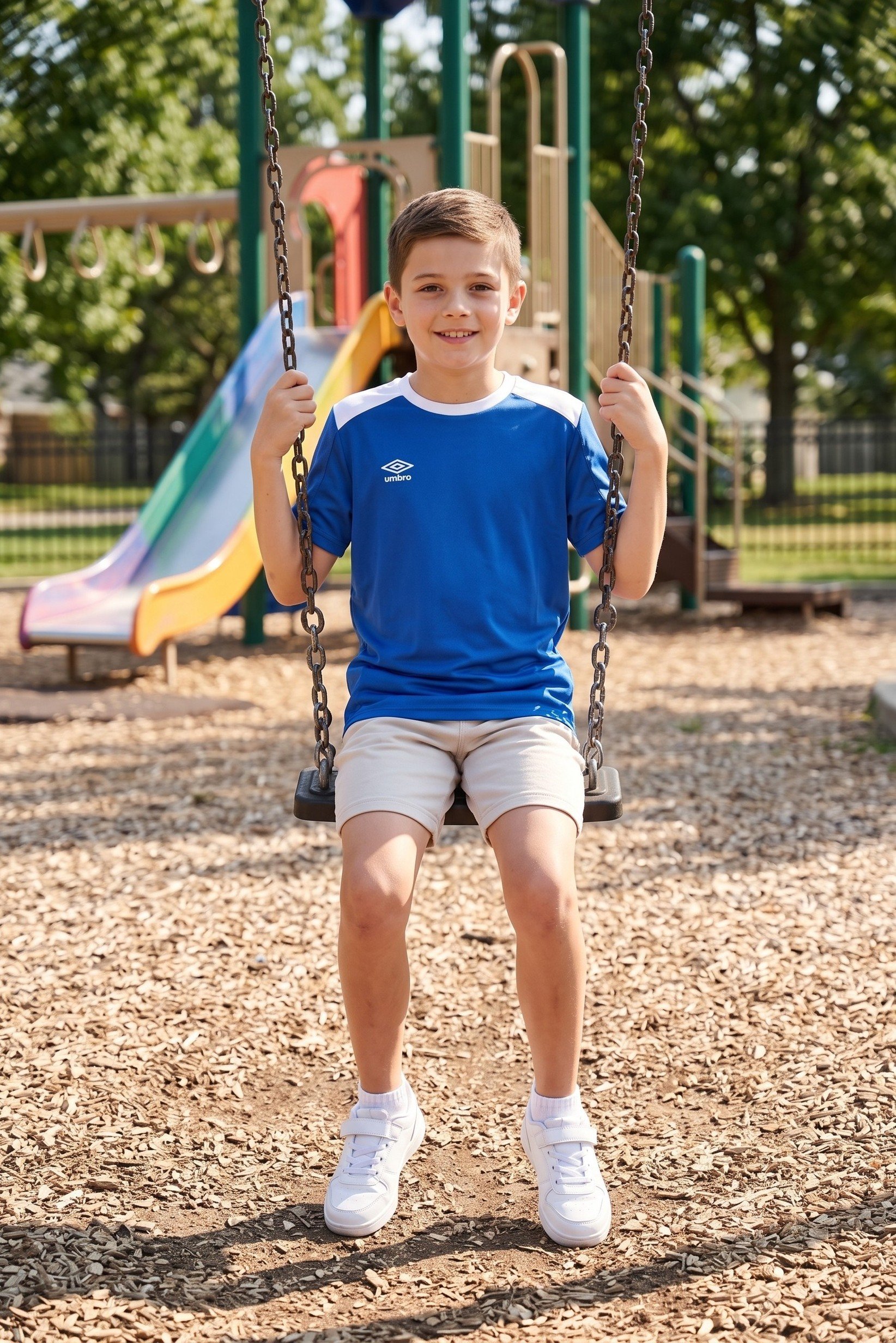 Kids Boy Sportswear Fit Short Sleeve Training Jersey, Royal Blue