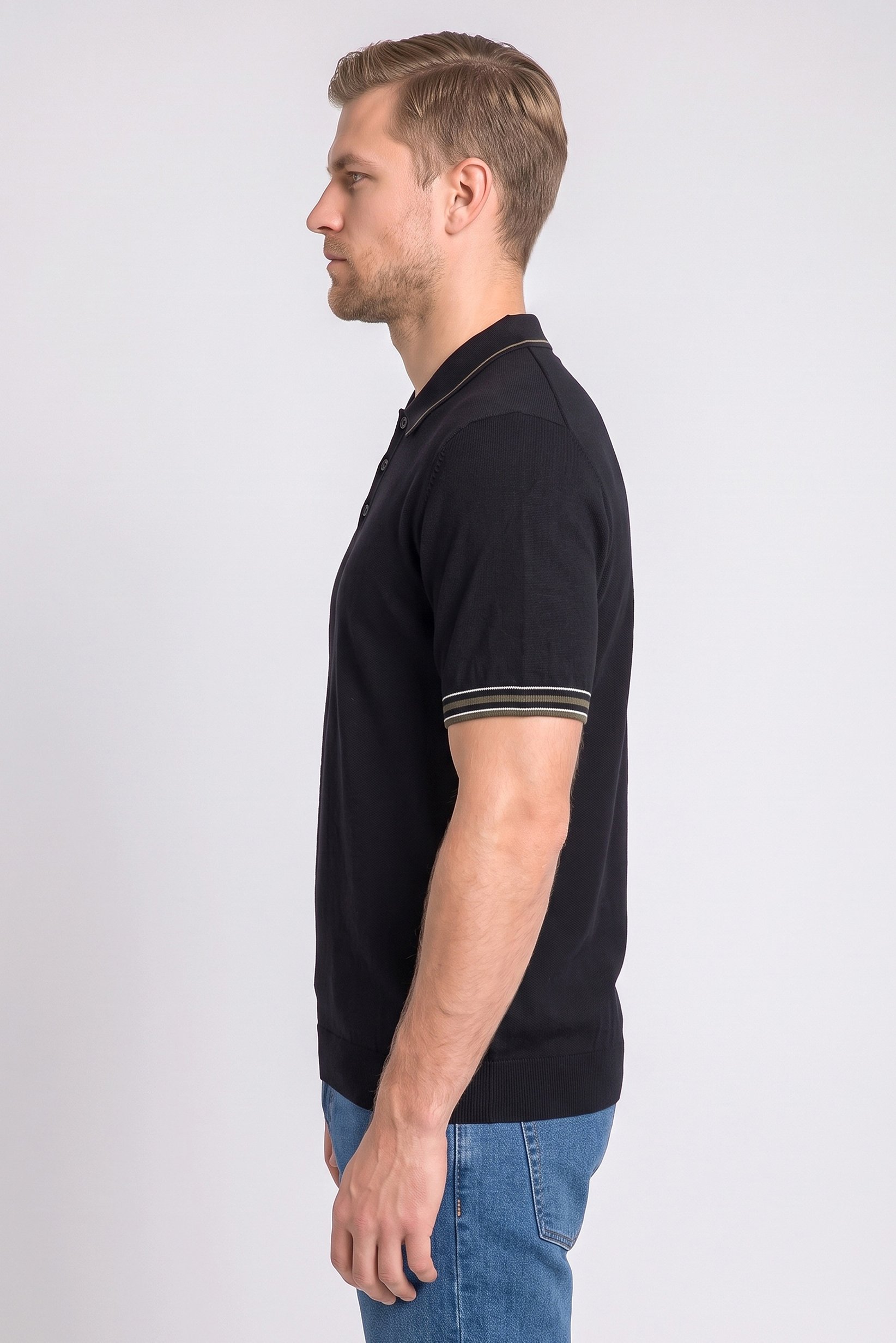 Men Regular Fit Solid Short Sleeve Polo Shirt, Navy