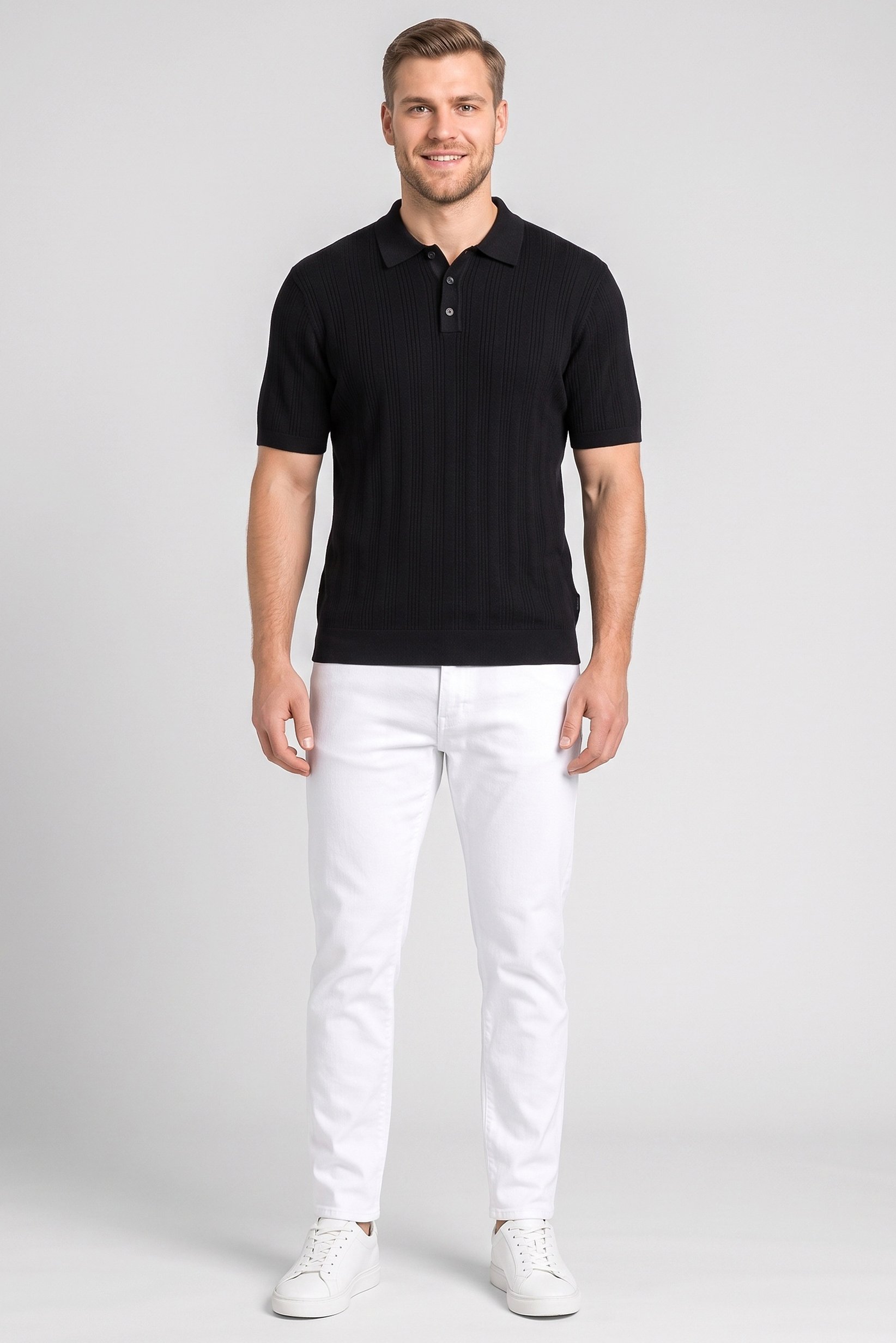 Men Regular Fit Short Sleeve Outdoor Polo Shirt, Black