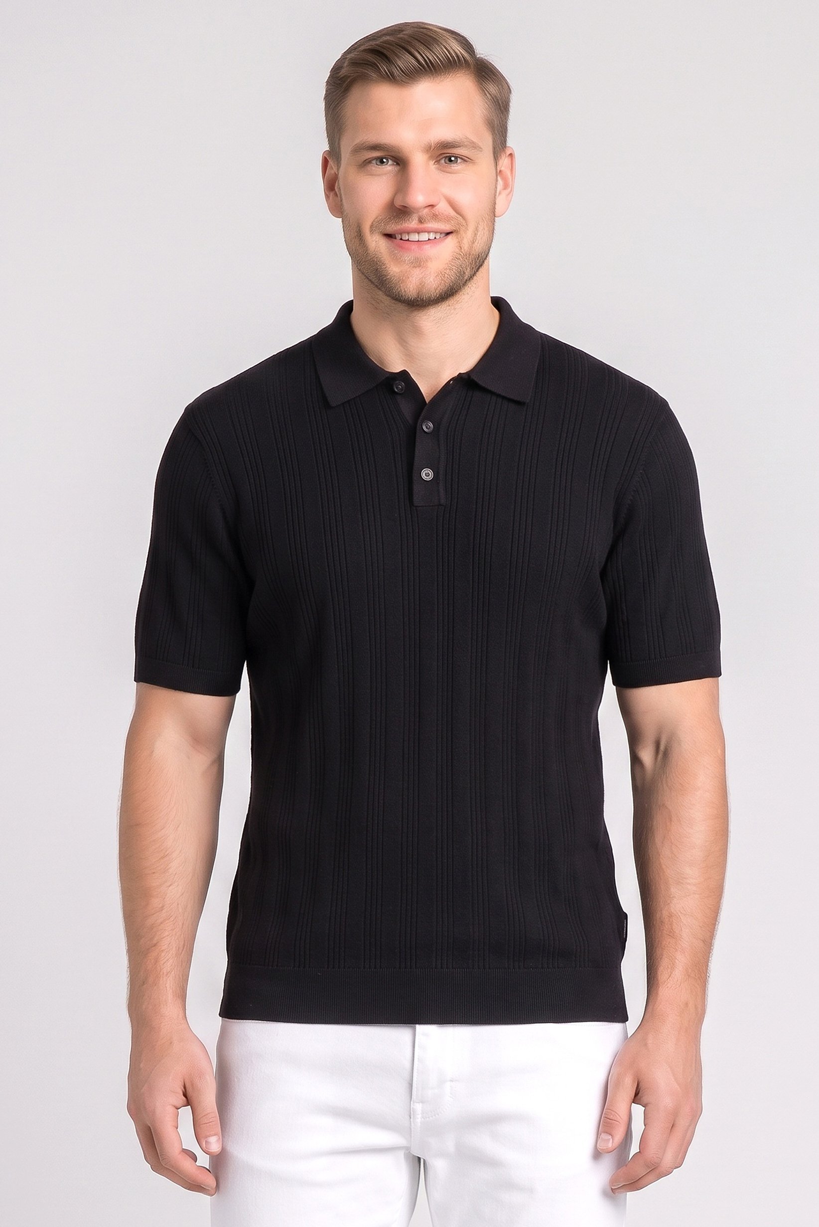Men Regular Fit Short Sleeve Outdoor Polo Shirt, Black