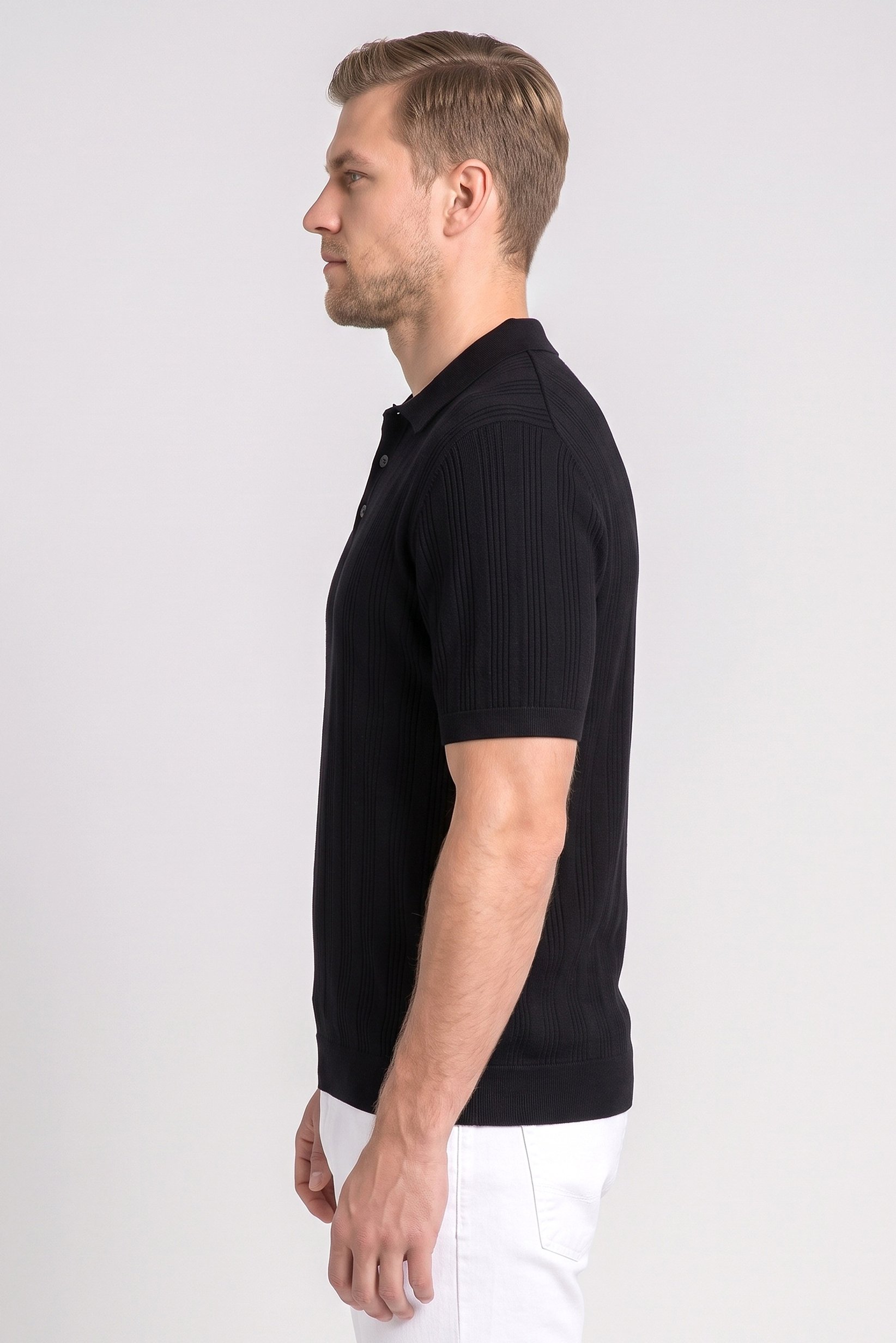 Men Regular Fit Short Sleeve Outdoor Polo Shirt, Black